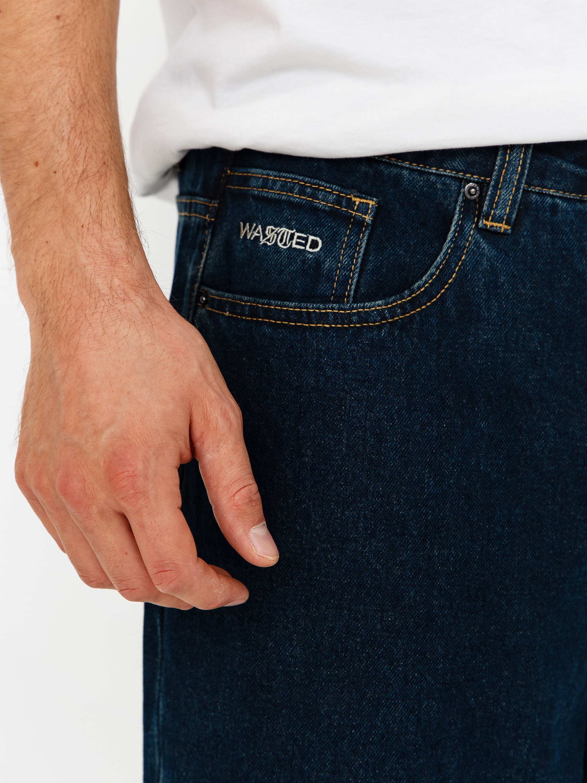 Kalhoty Wasted Paris Crest Casper (raw blue)