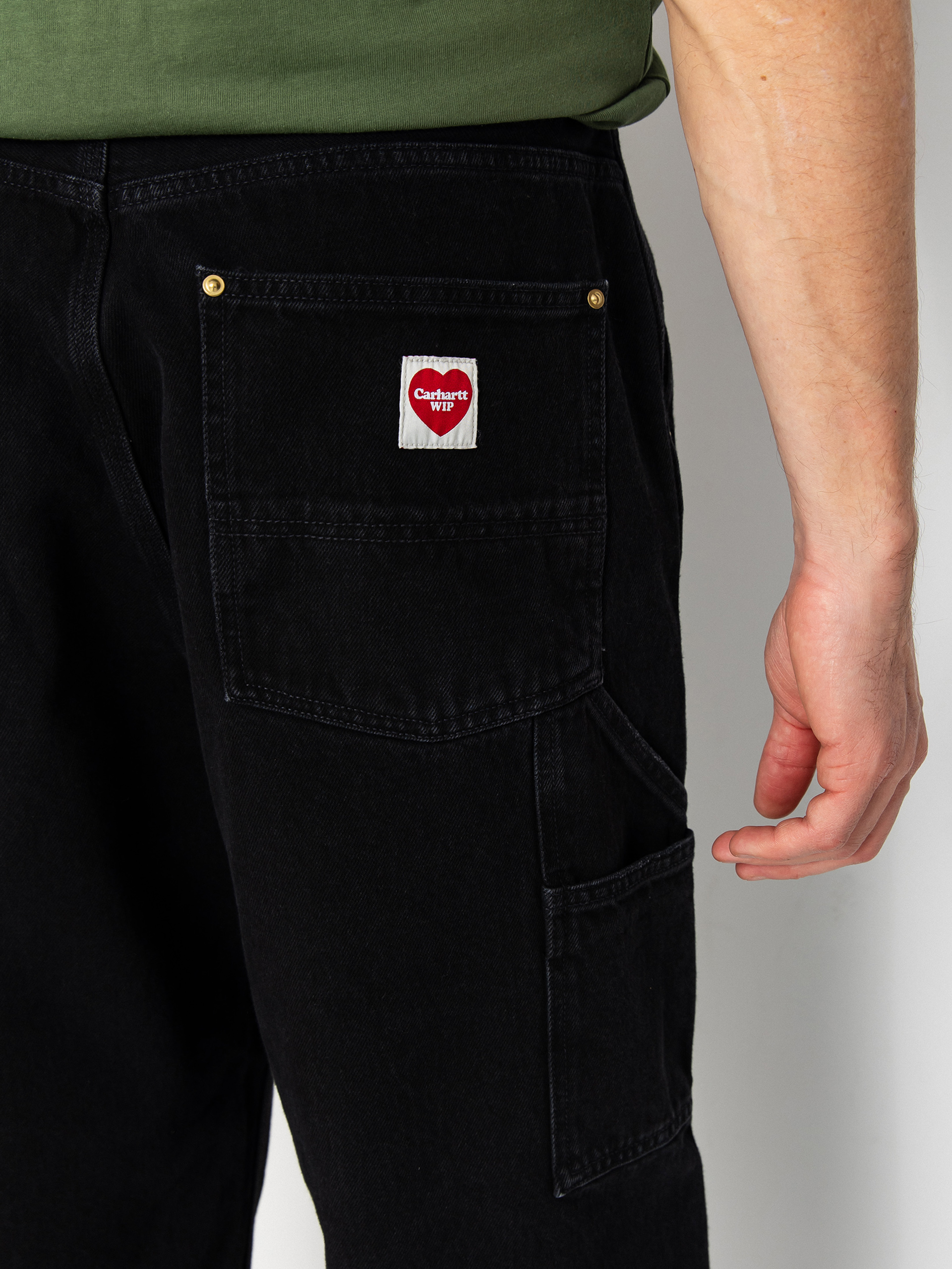 Kalhoty Carhartt WIP Nash Double Knee (black/stone washed)