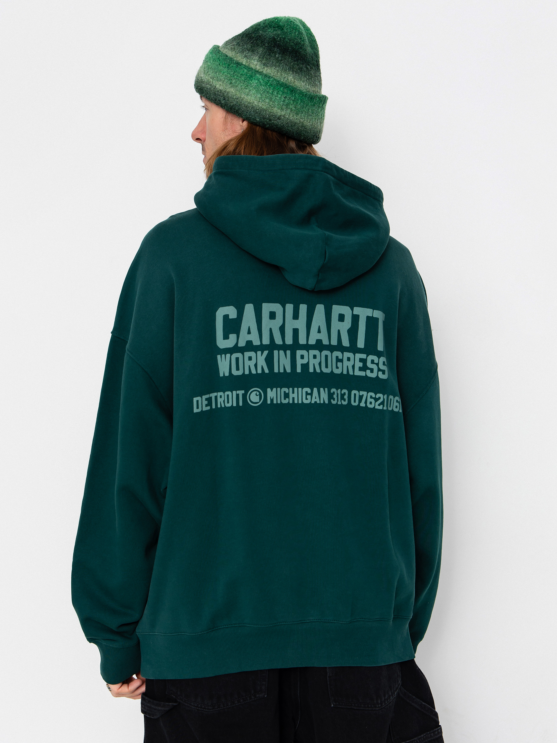 Mikina s kapucu00ed Carhartt WIP Distance HD (dark fir/stone dyed)