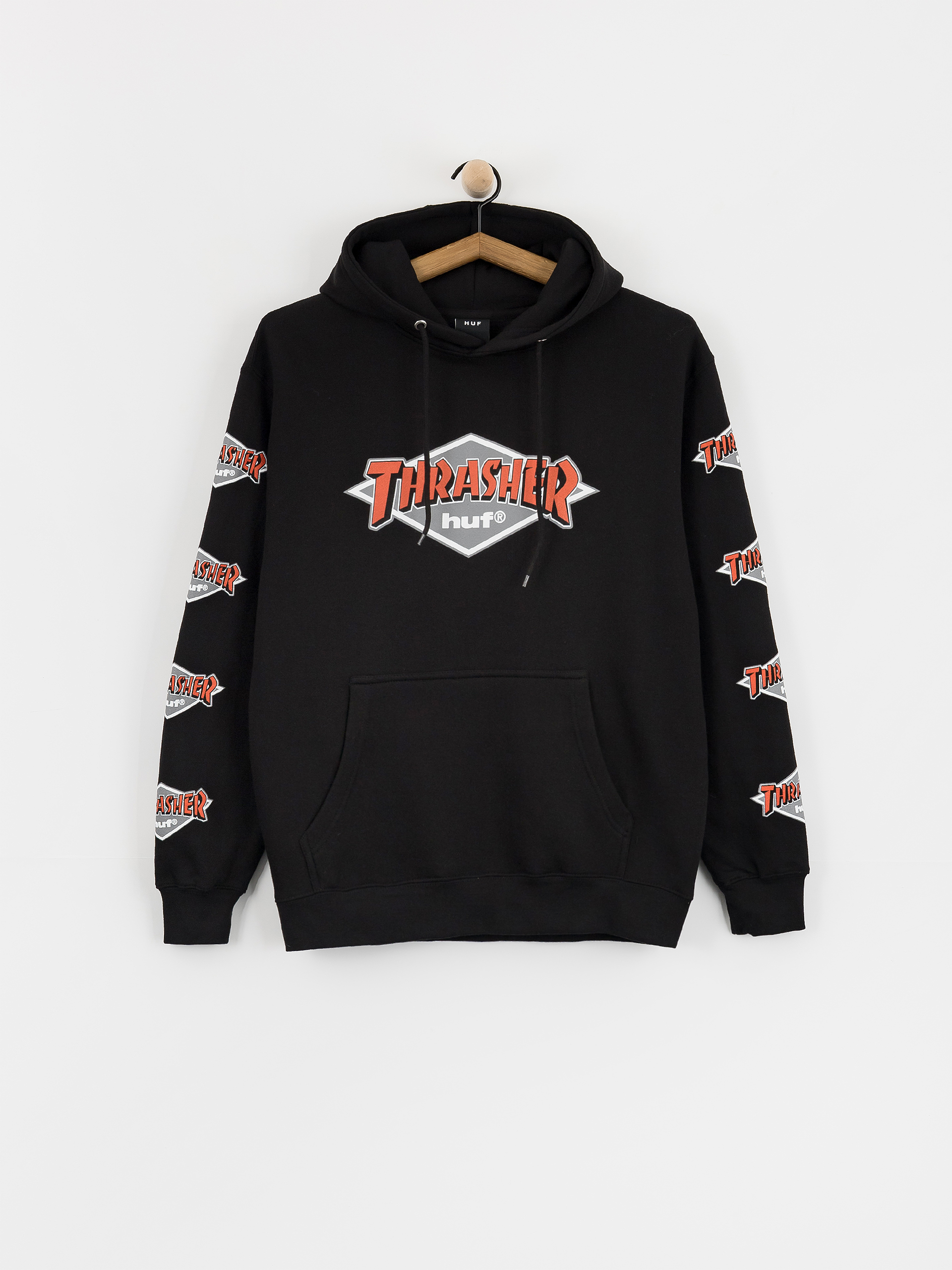 Mikina s kapucí HUF X Thrasher Logo HD (black)