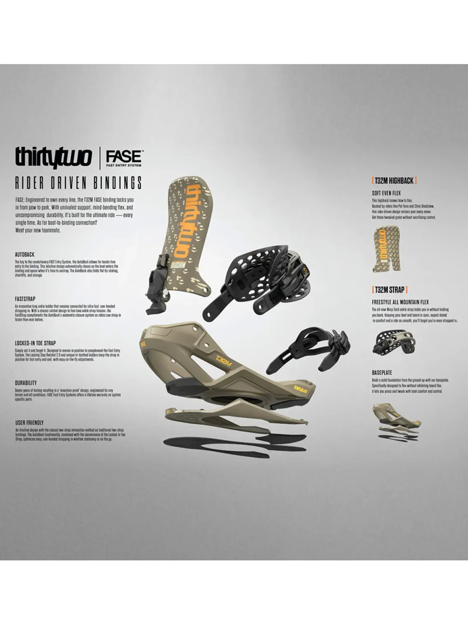 Snowboardové vázání ThirtyTwo T32M Fase (orange)