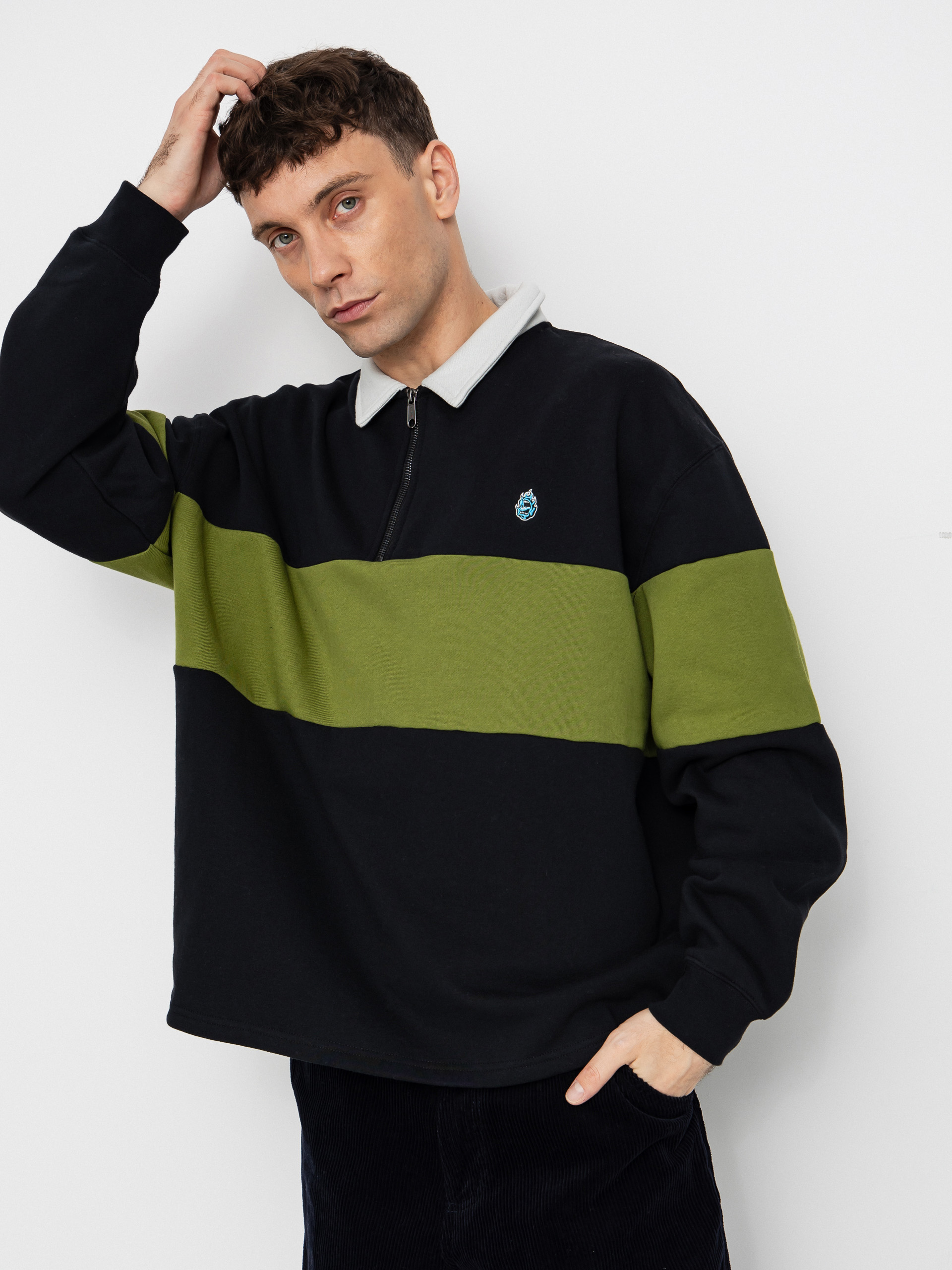 Mikina Santa Cruz Screaming Mini Flame 1/4 Zip (black)