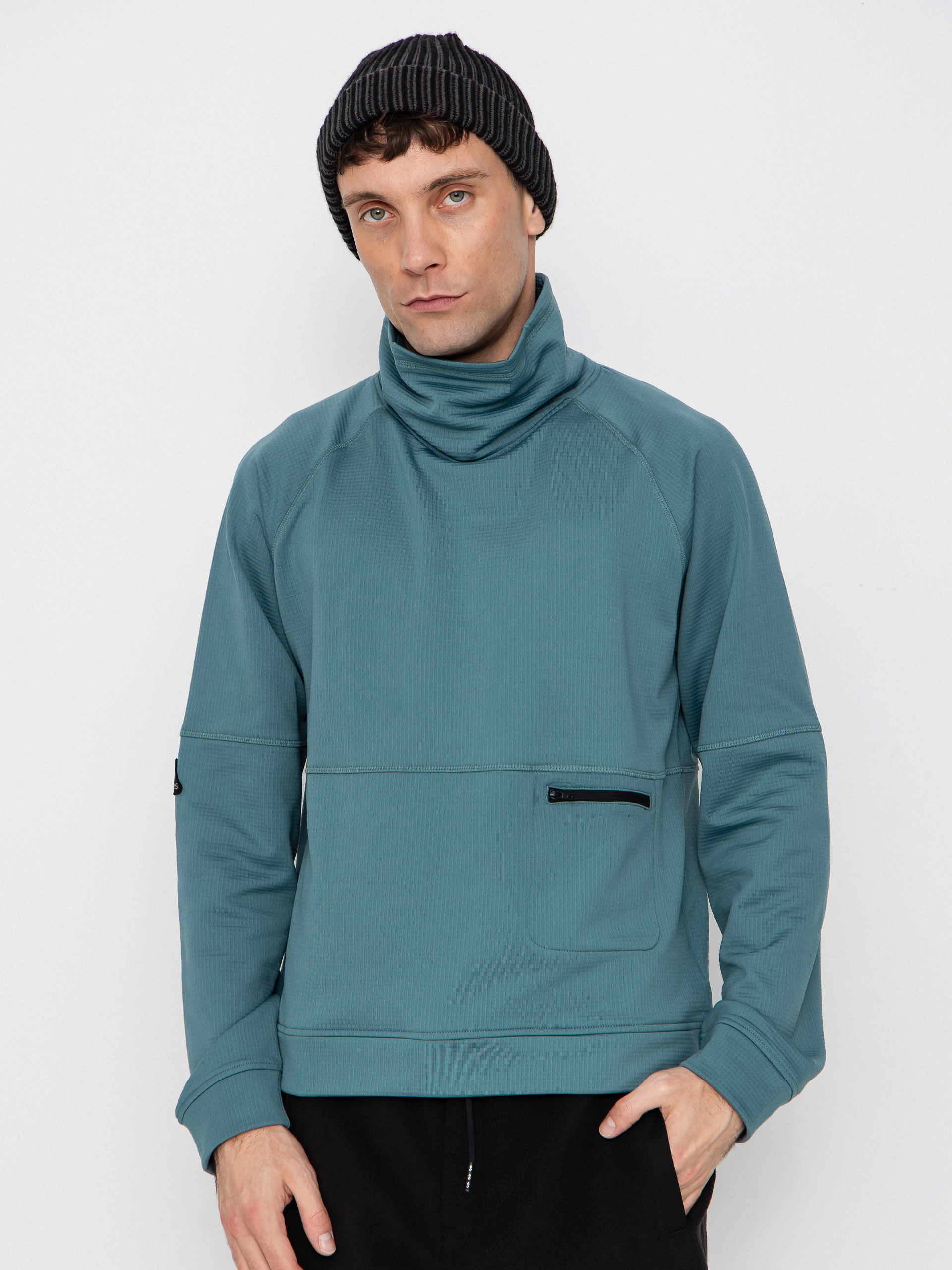 Mikina Jones Snowboards Flagship Rec Grid 1/2 Zip (atlantic blue)