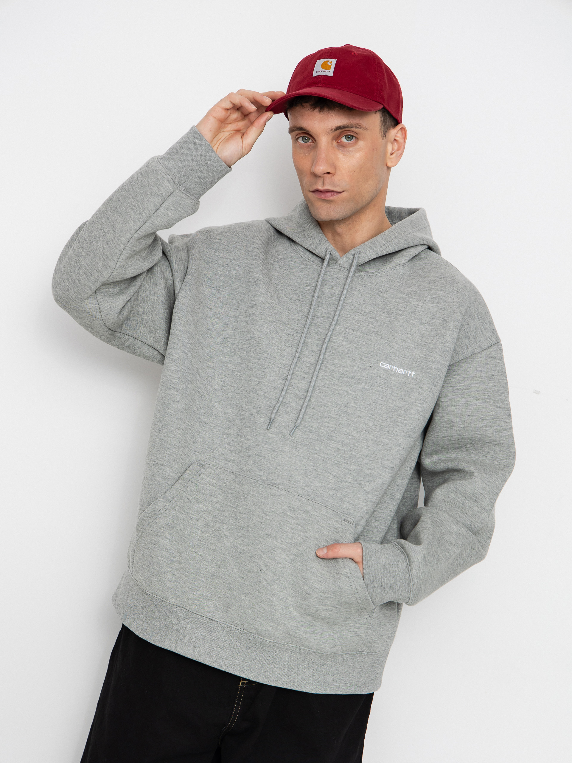 Mikina s kapucí Carhartt WIP Alda HD (grey heather/white)