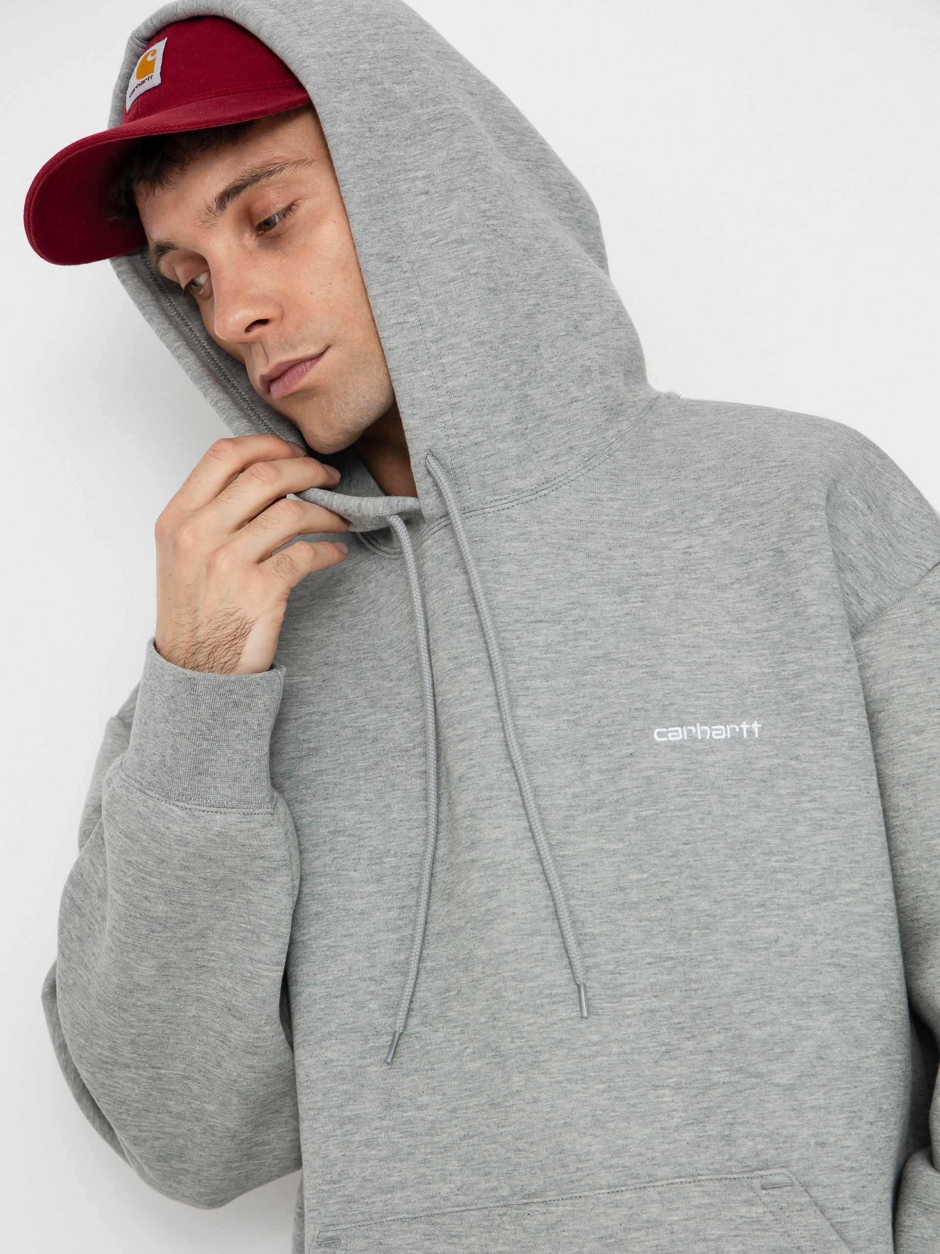 Mikina s kapucí Carhartt WIP Alda HD (grey heather/white)