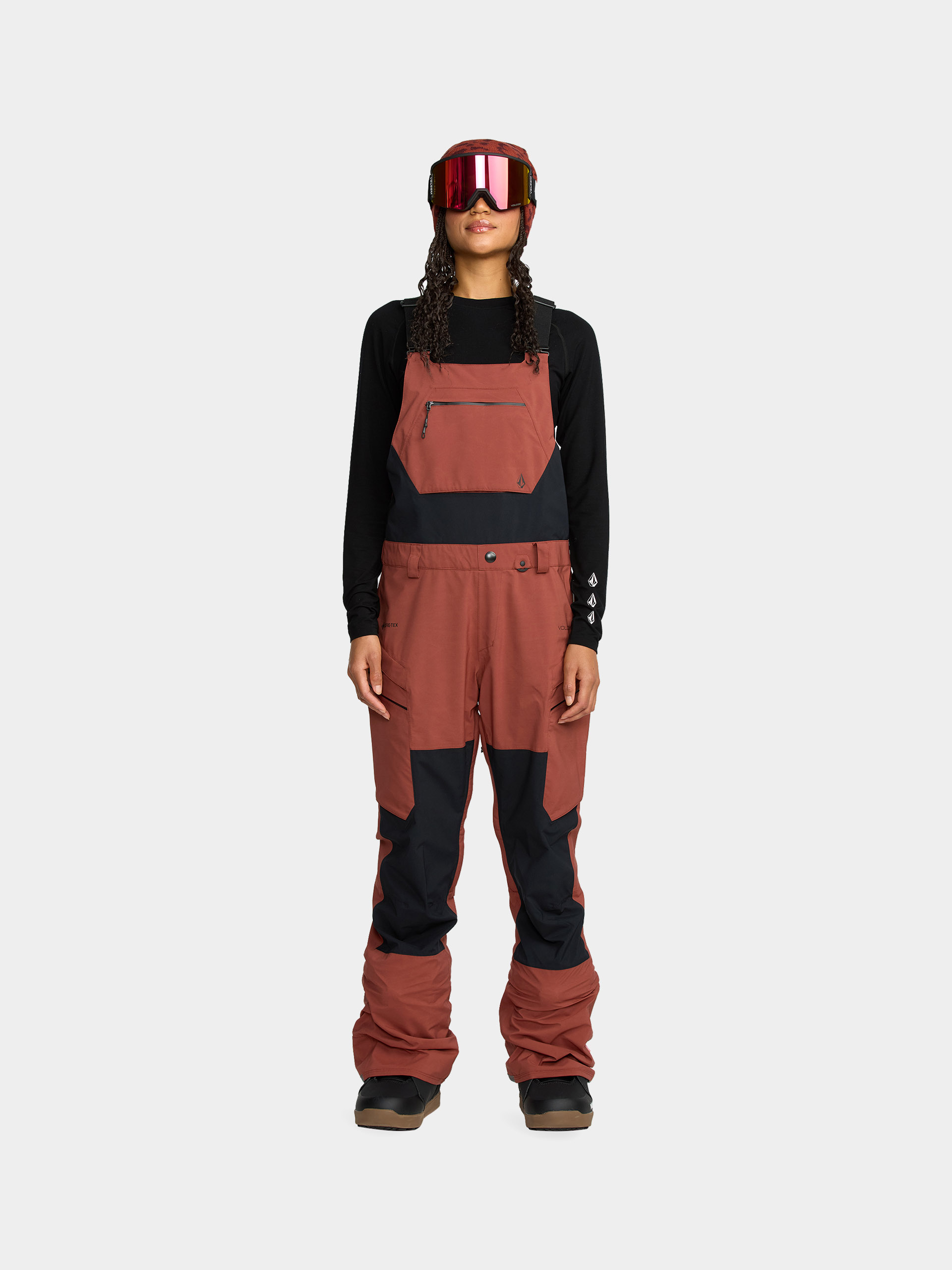 Snowboardovu00e9 kalhoty  Volcom Ash Stretch Gore Bib Overall Wmn (henna)