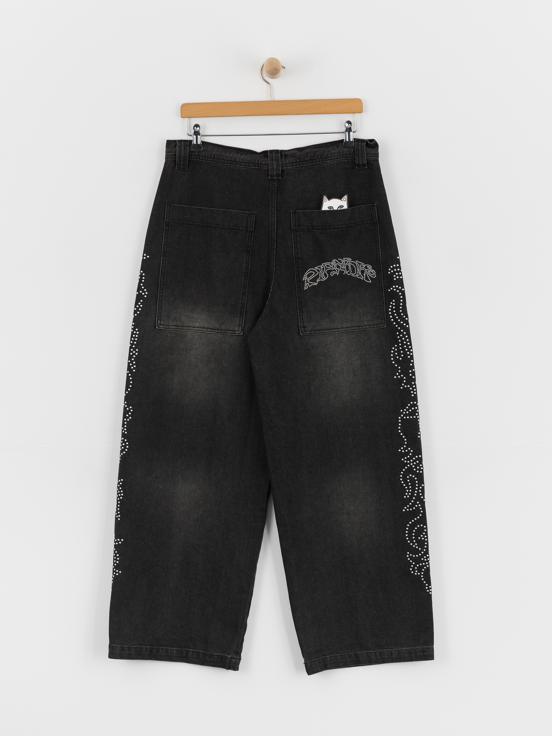 Kalhoty RipNDip Pretty Flacko Extra Wide Leg (black vintage wash denim)