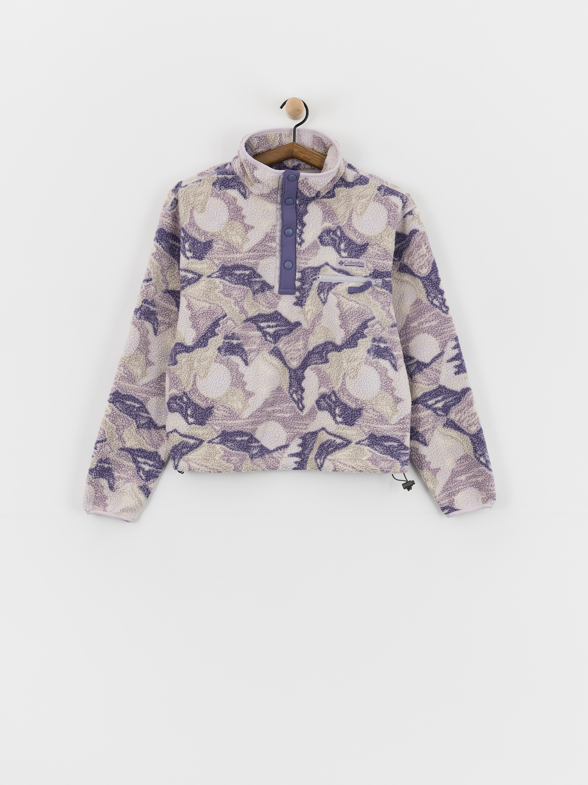 Fleecovu00e1 mikina Columbia Helvetia II Printed Cropped Half Snap Wmn (lavender pearl/sunscape)