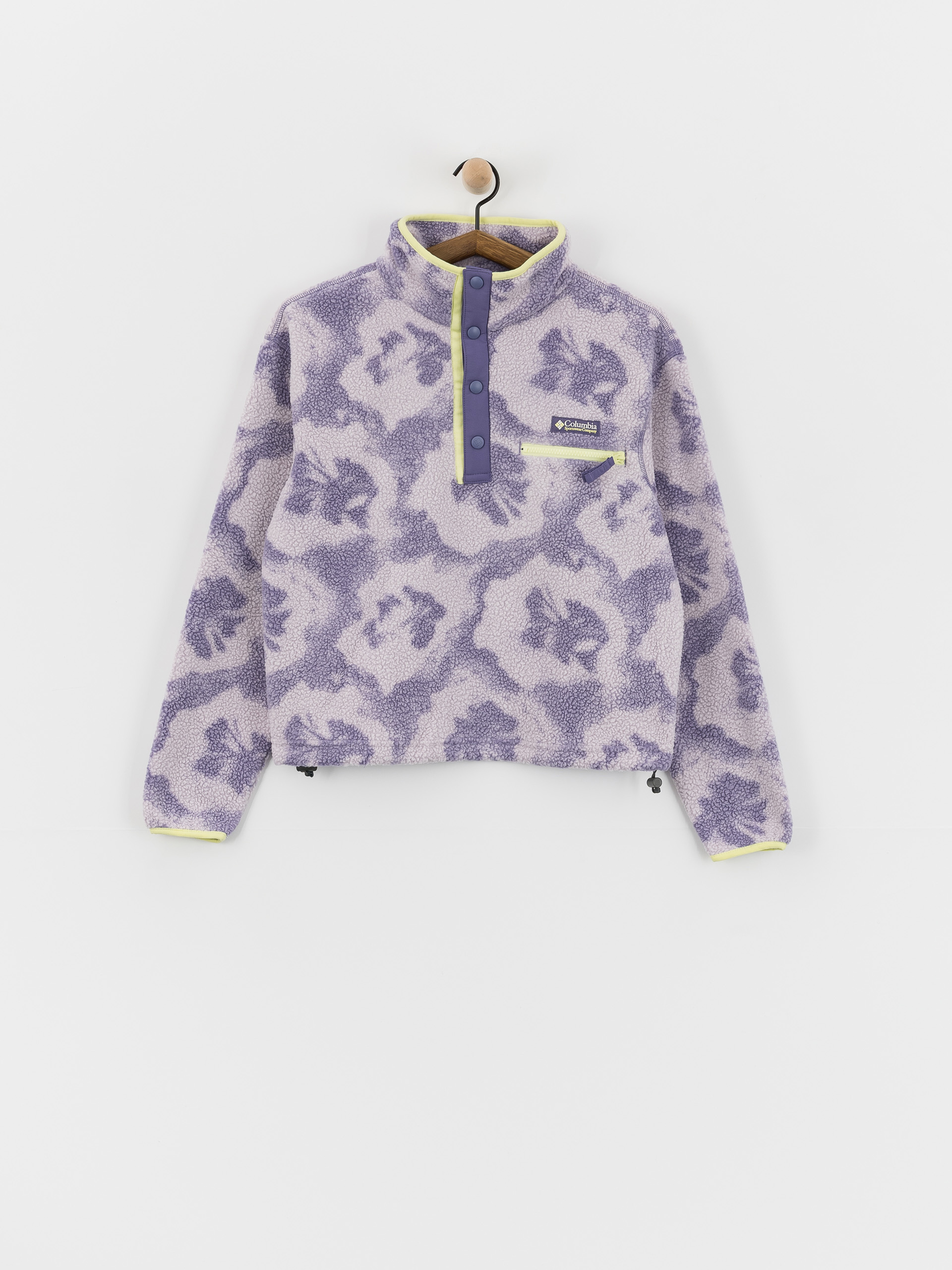 Fleecová mikina Columbia Helvetia II Printed Cropped Half Snap Wmn (stormwatch/sprayflower)