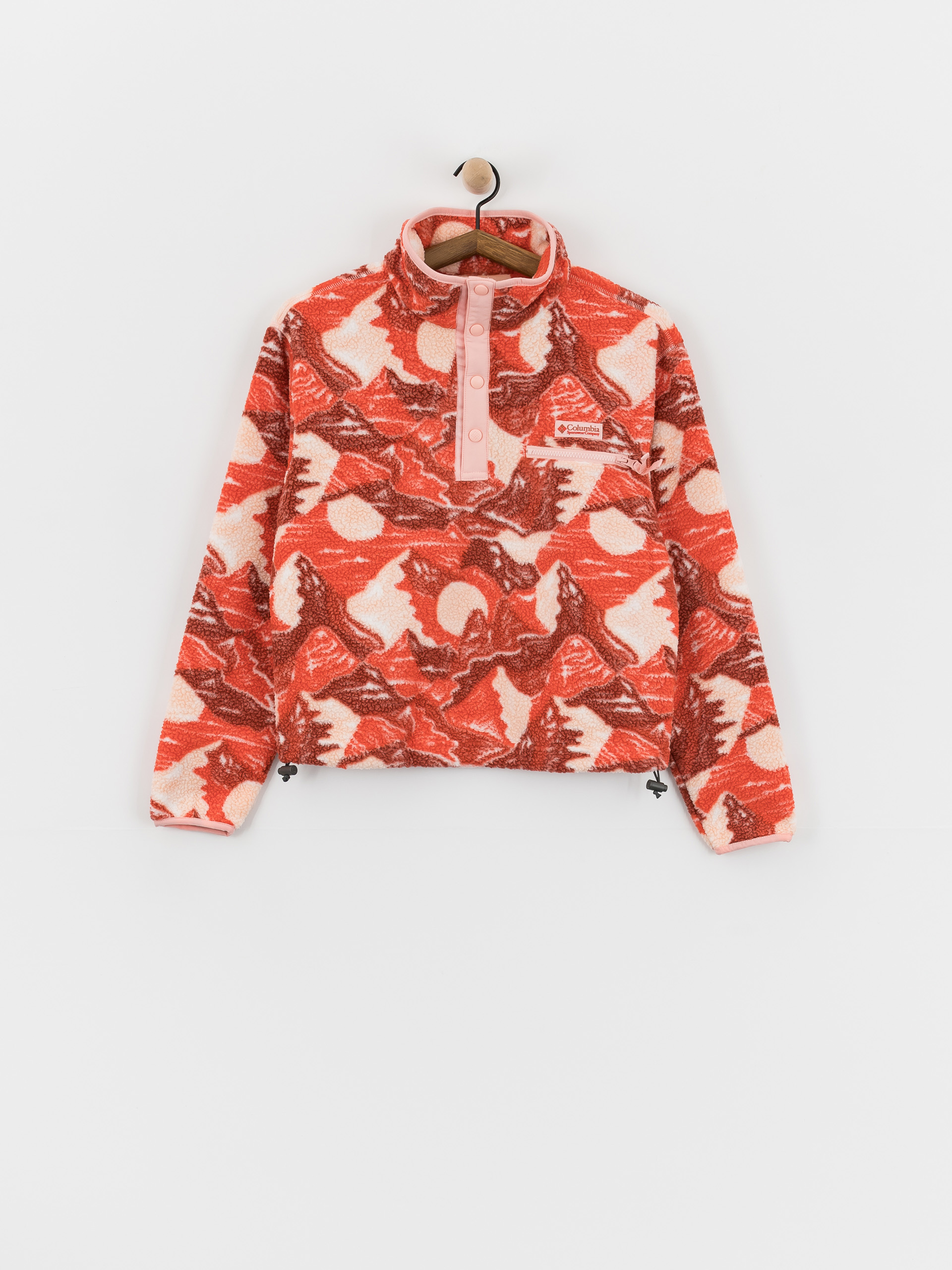 Fleecovu00e1 mikina Columbia Helvetia II Printed Cropped Half Snap Wmn (poppy red/sunscape)