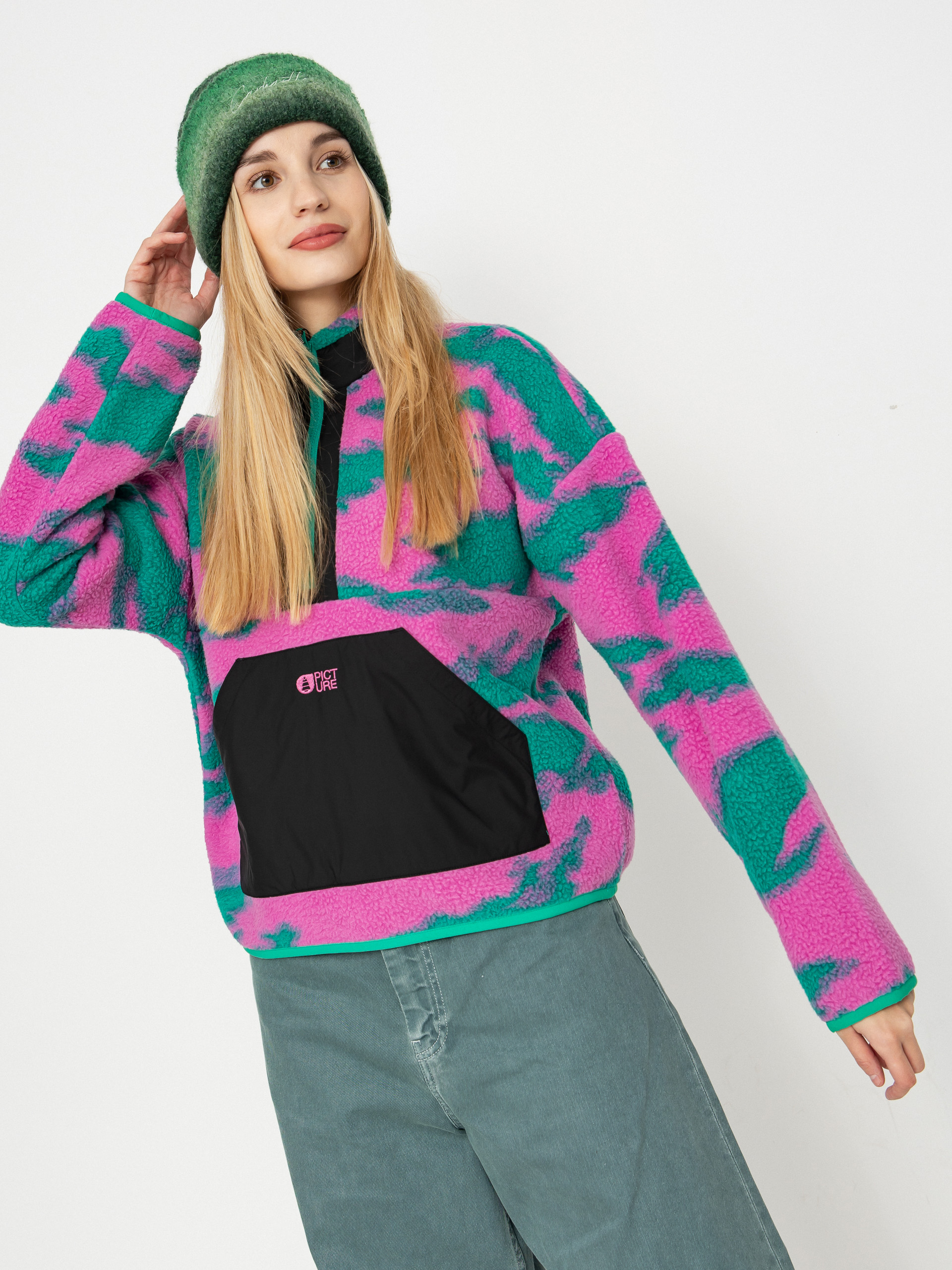 Fleecová mikina Picture Zelkova Printed 1/4 Zip Wmn (retro bliss print)