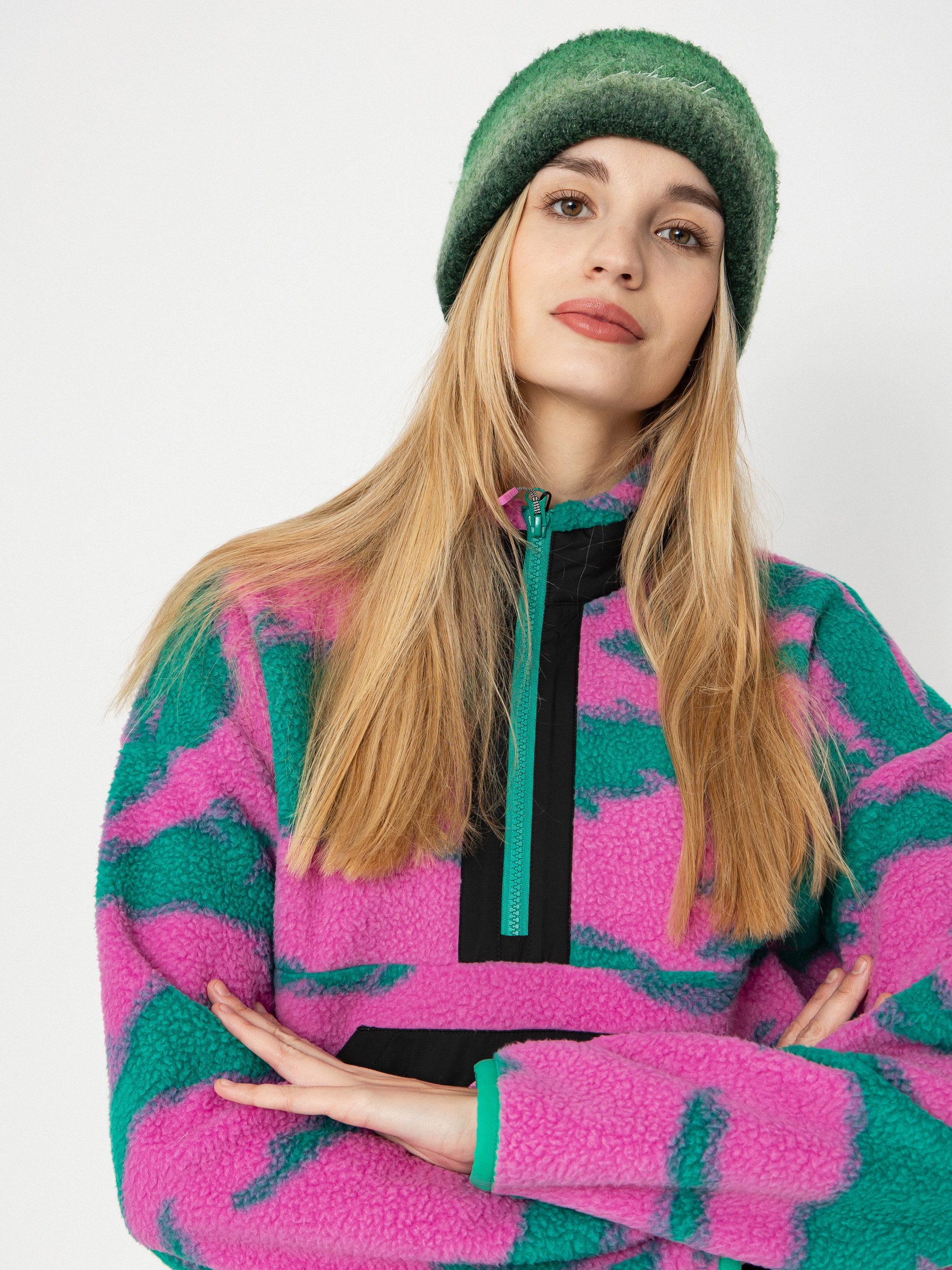 Dámský Fleecová mikina Picture Zelkova Printed 1/4 Zip (retro bliss print)