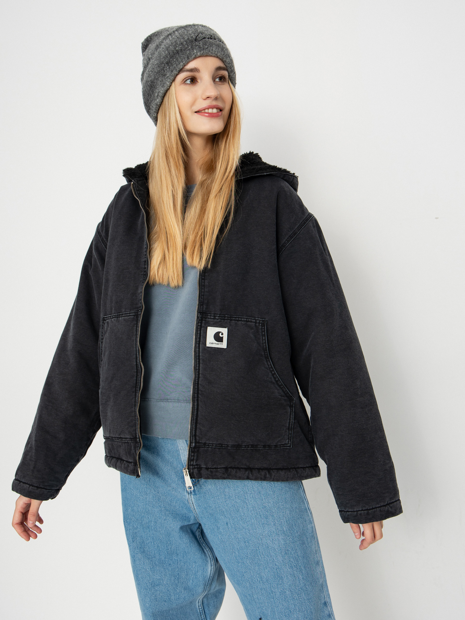 Bunda Carhartt WIP Hooded Mitch Wmn (black)