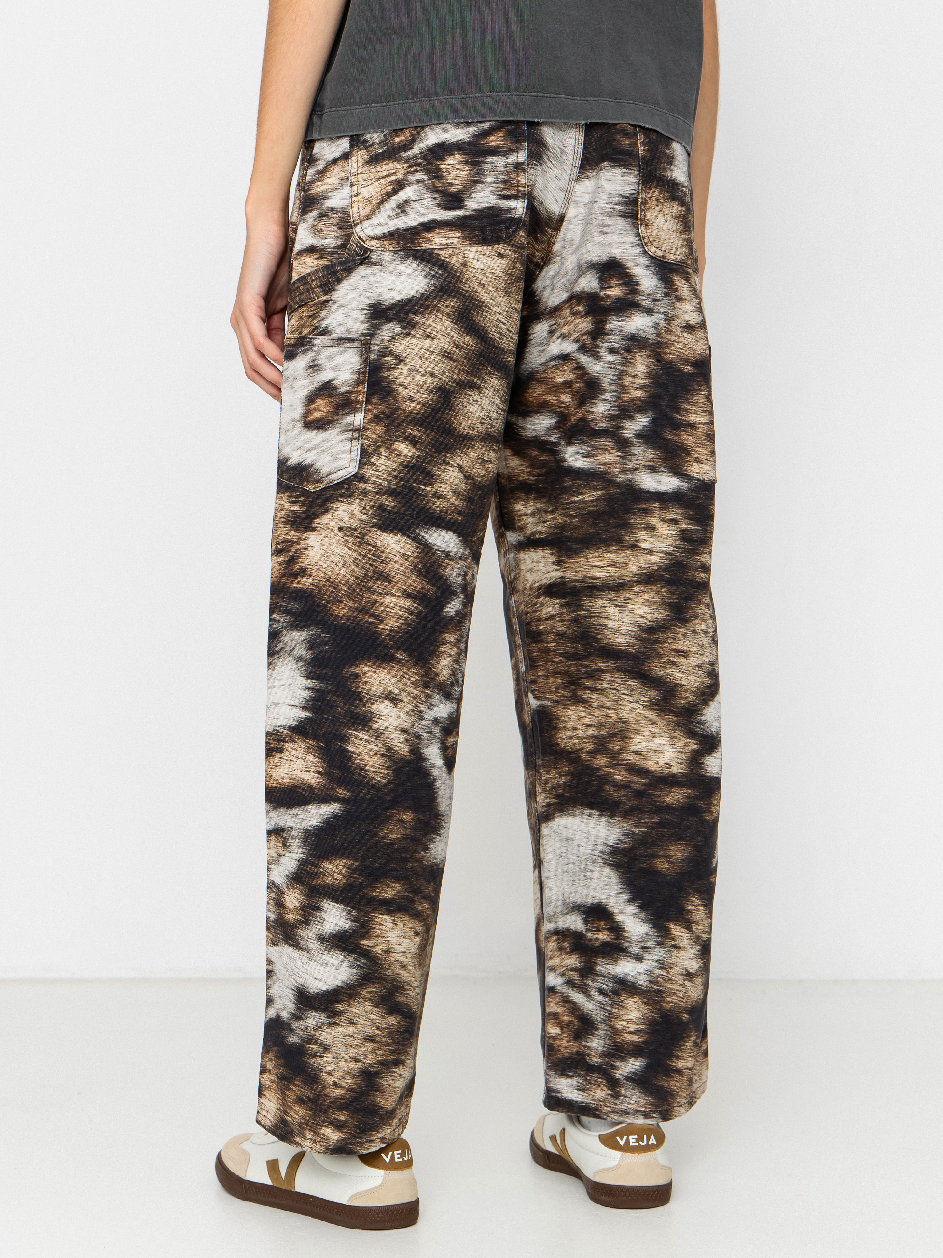 Kalhoty Carhartt WIP Brandon Single Knee Wmn (wild dog print/stone washed)