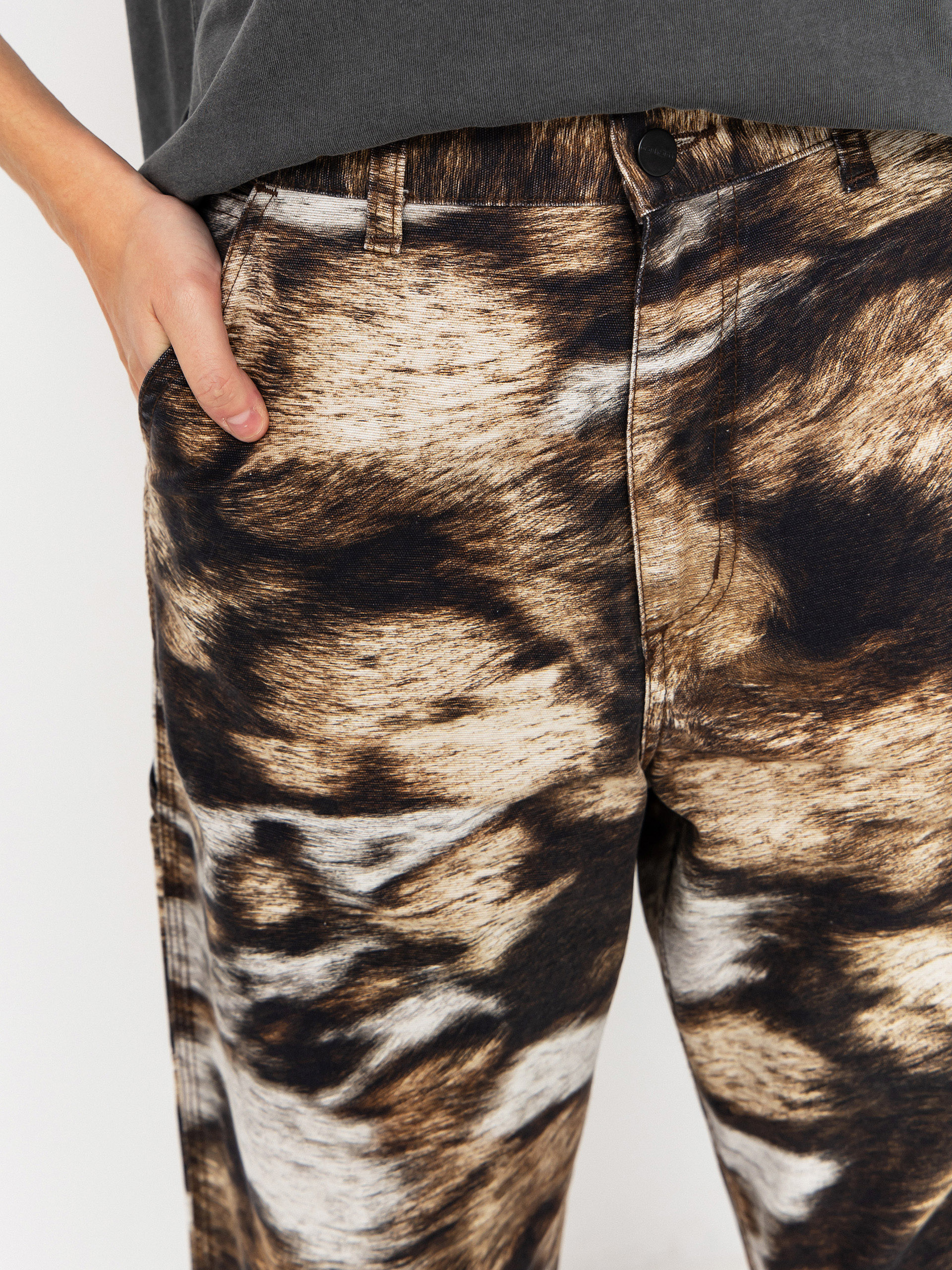 Kalhoty Carhartt WIP Brandon Single Knee Wmn (wild dog print/stone washed)