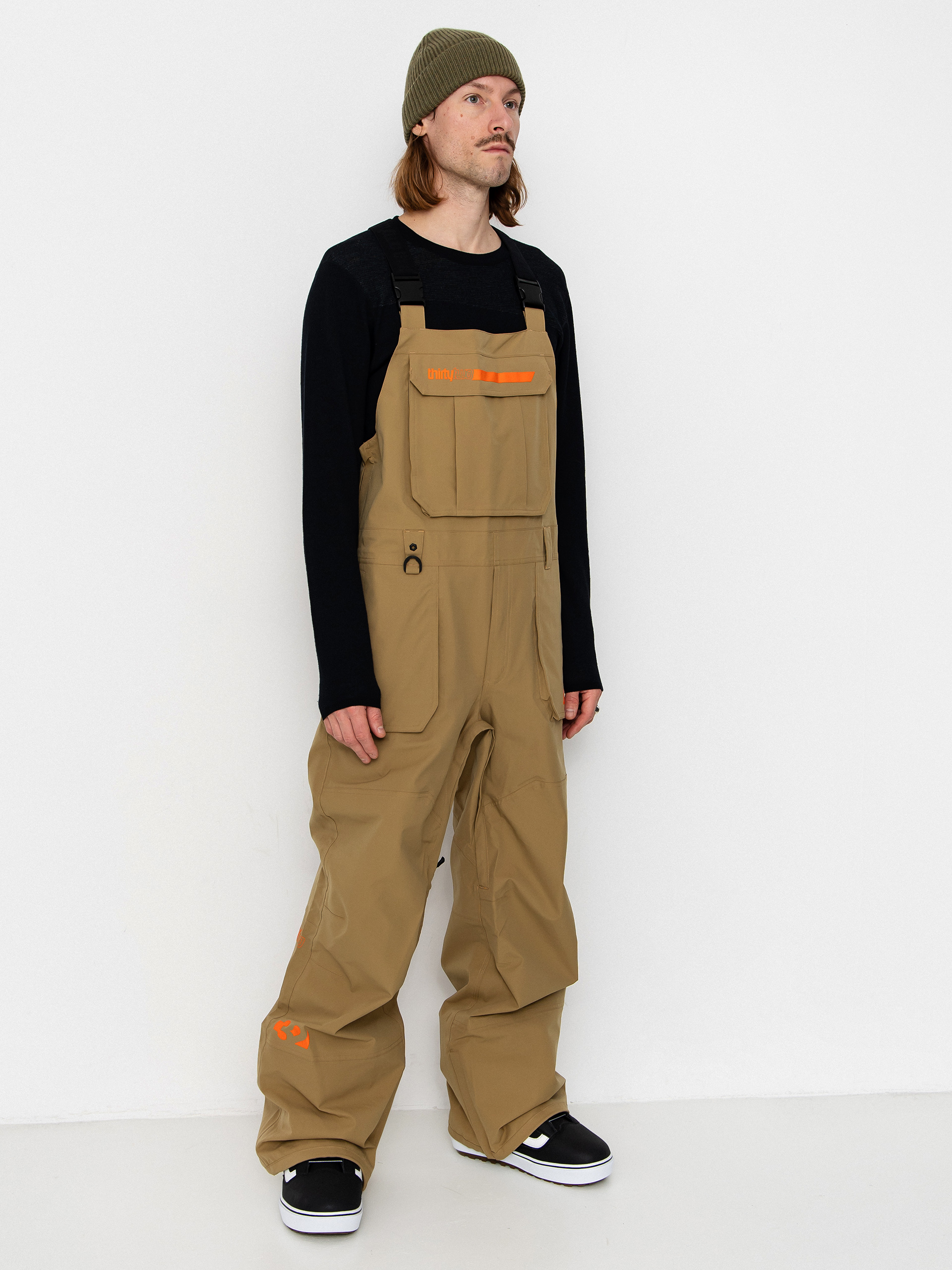 Pánské Snowboardové kalhoty  ThirtyTwo Basement Bib (khaki)