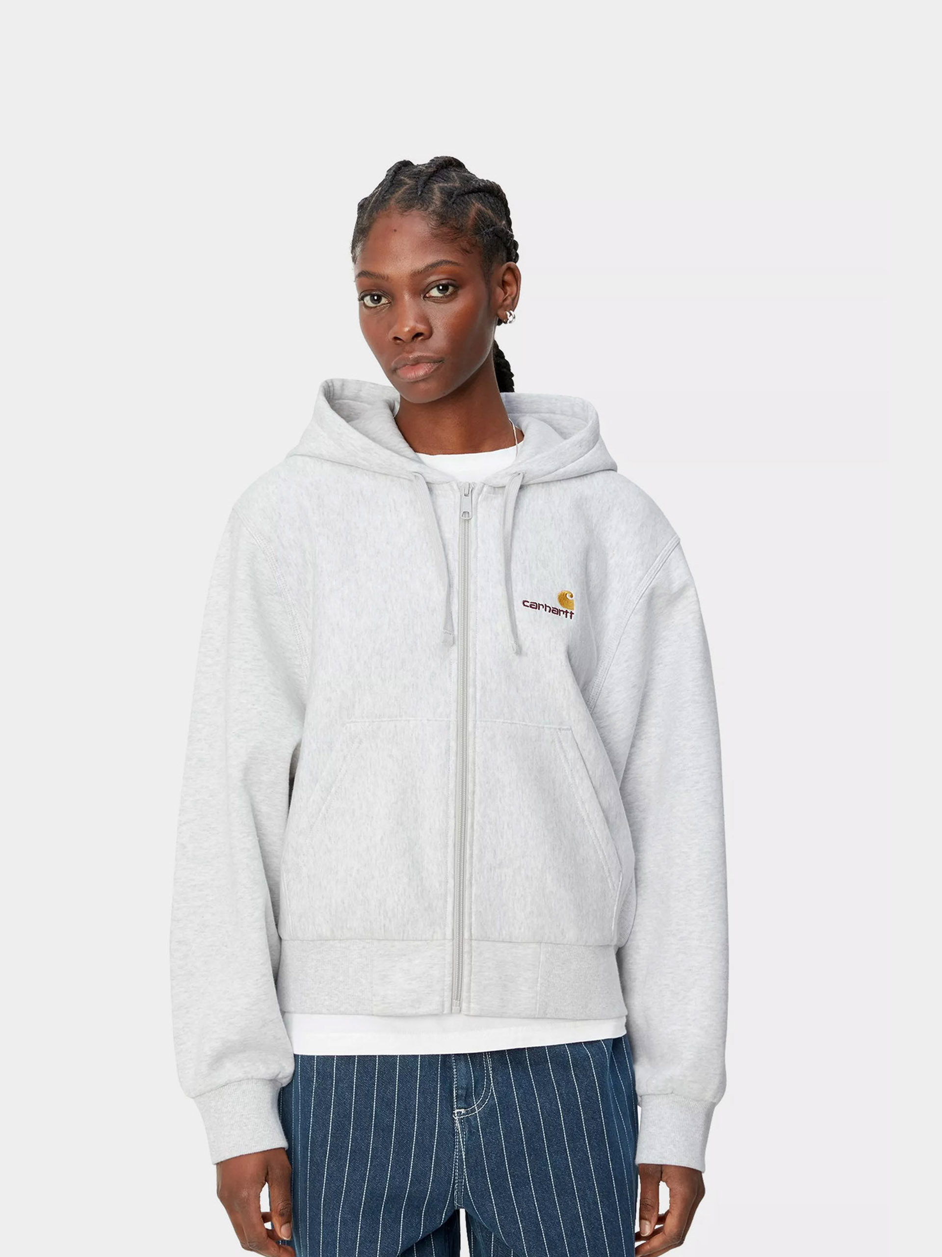 Mikina s kapucí Carhartt WIP American Script ZHD Wmn (ash heather)