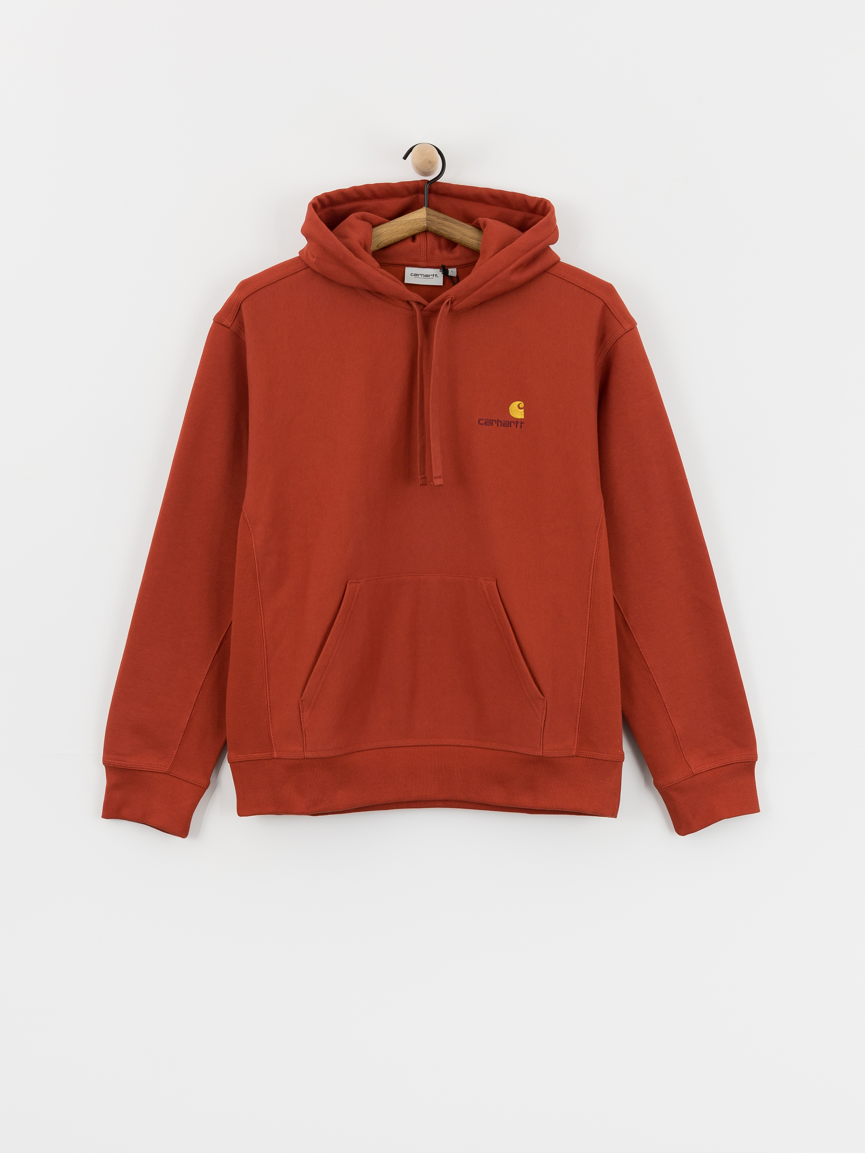 Mikina s kapucí Carhartt WIP American Script HD (oxide red)
