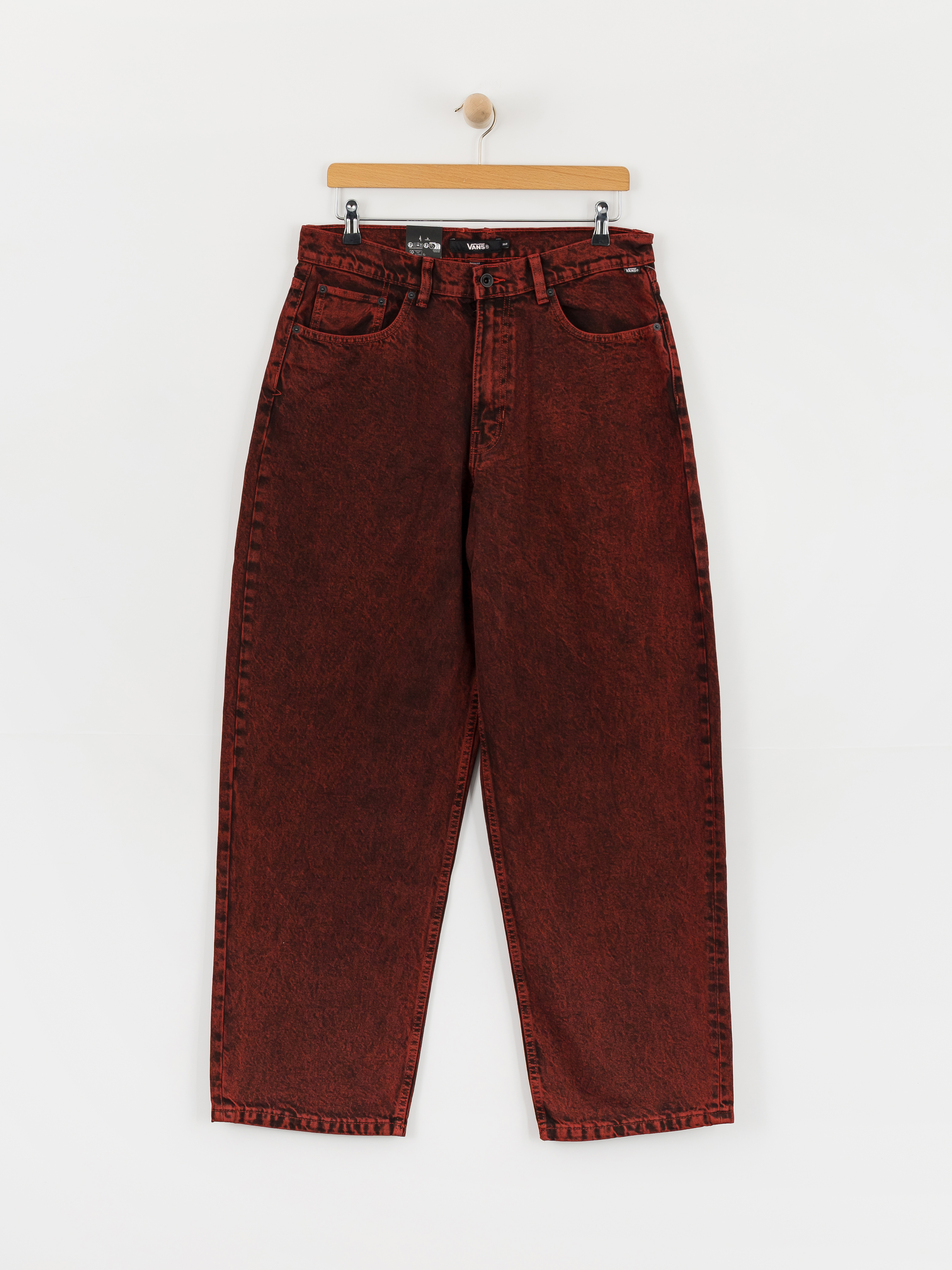 Kalhoty Vans Check 5 Baggy Acid Overdyed Denim (racing red)