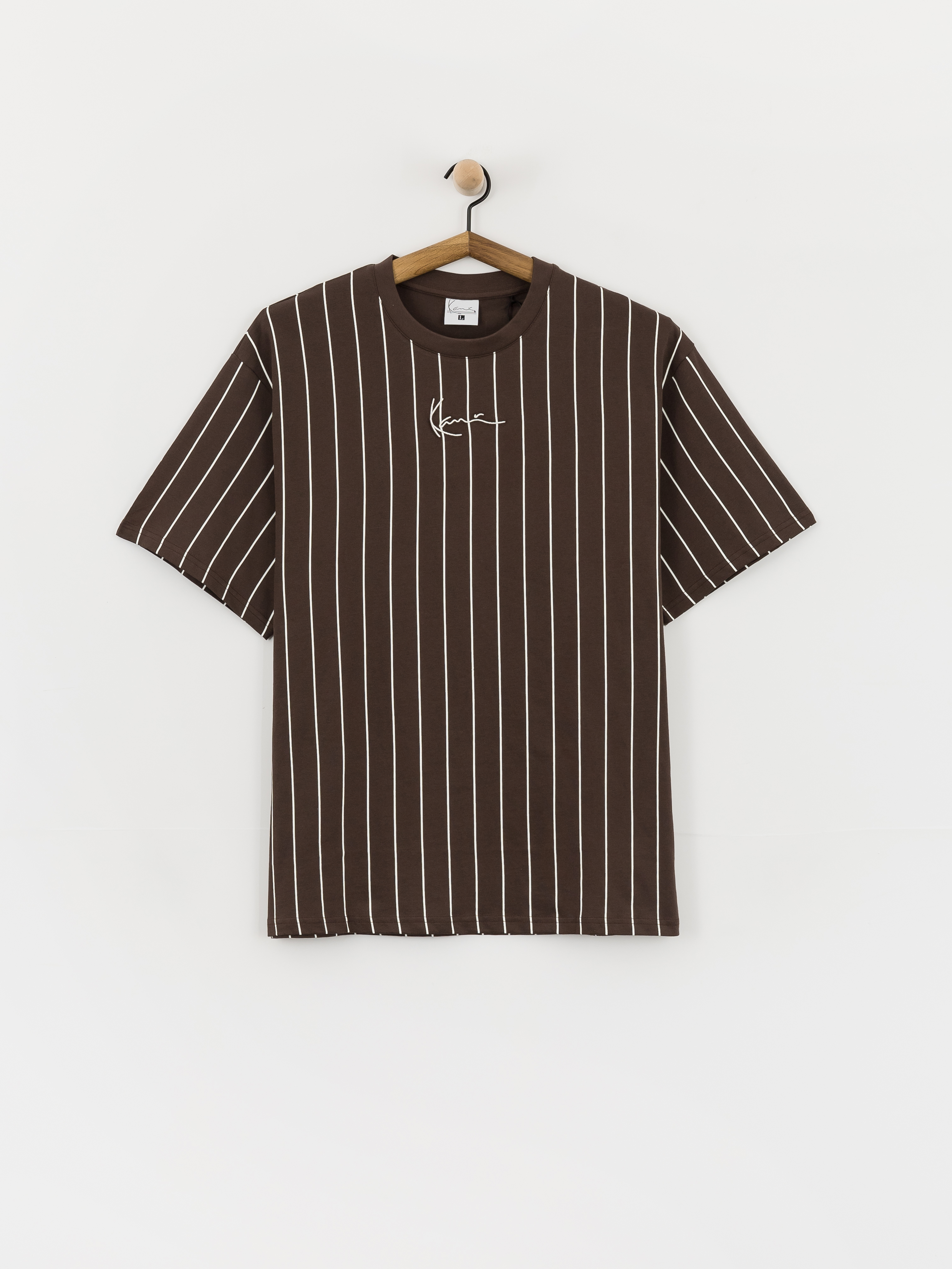 Tričko Karl Kani Small Signature Essential Pinstripe (brown)