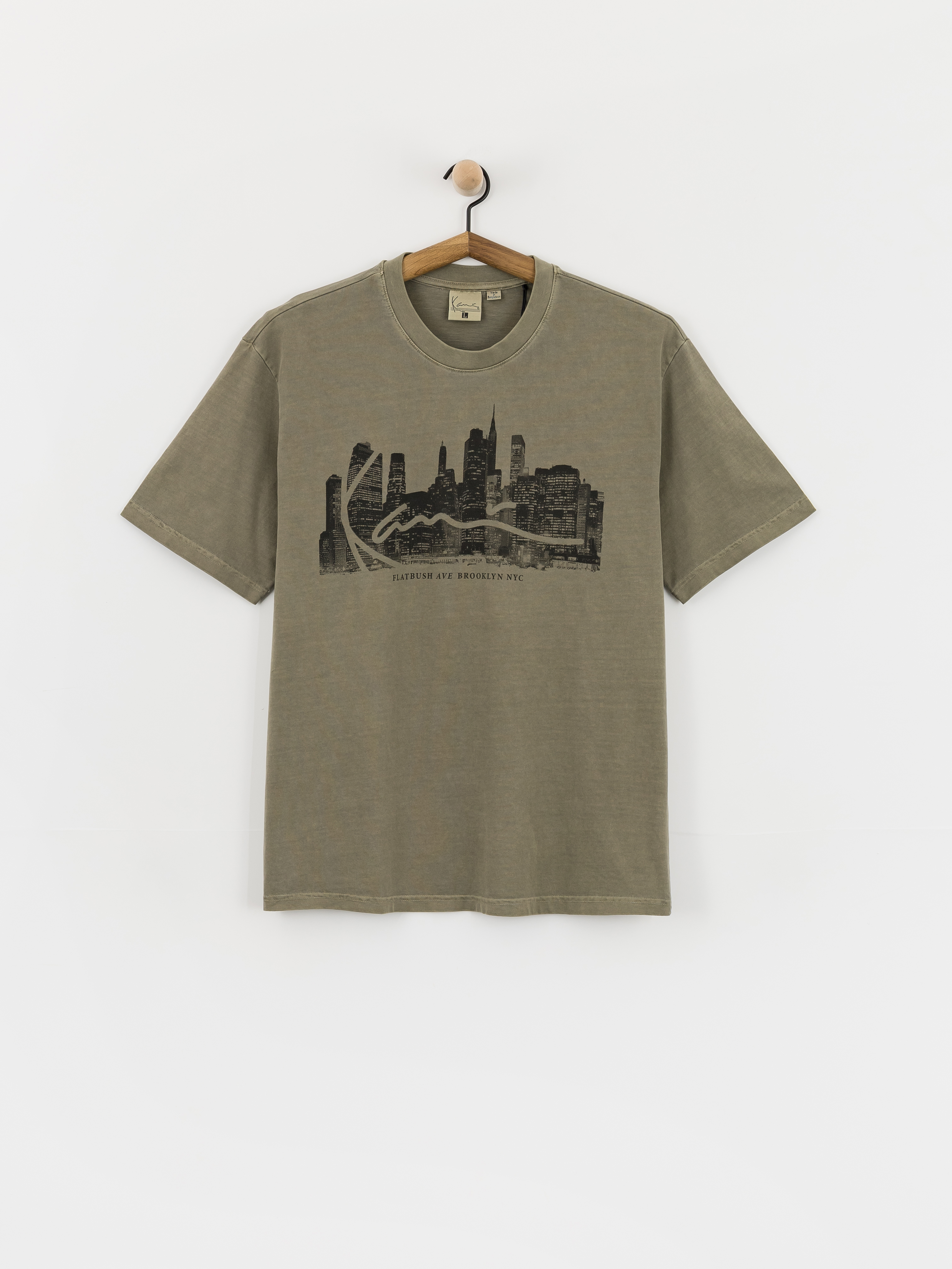 Tričko Karl Kani Signature Skyline Washed Boxy (green)
