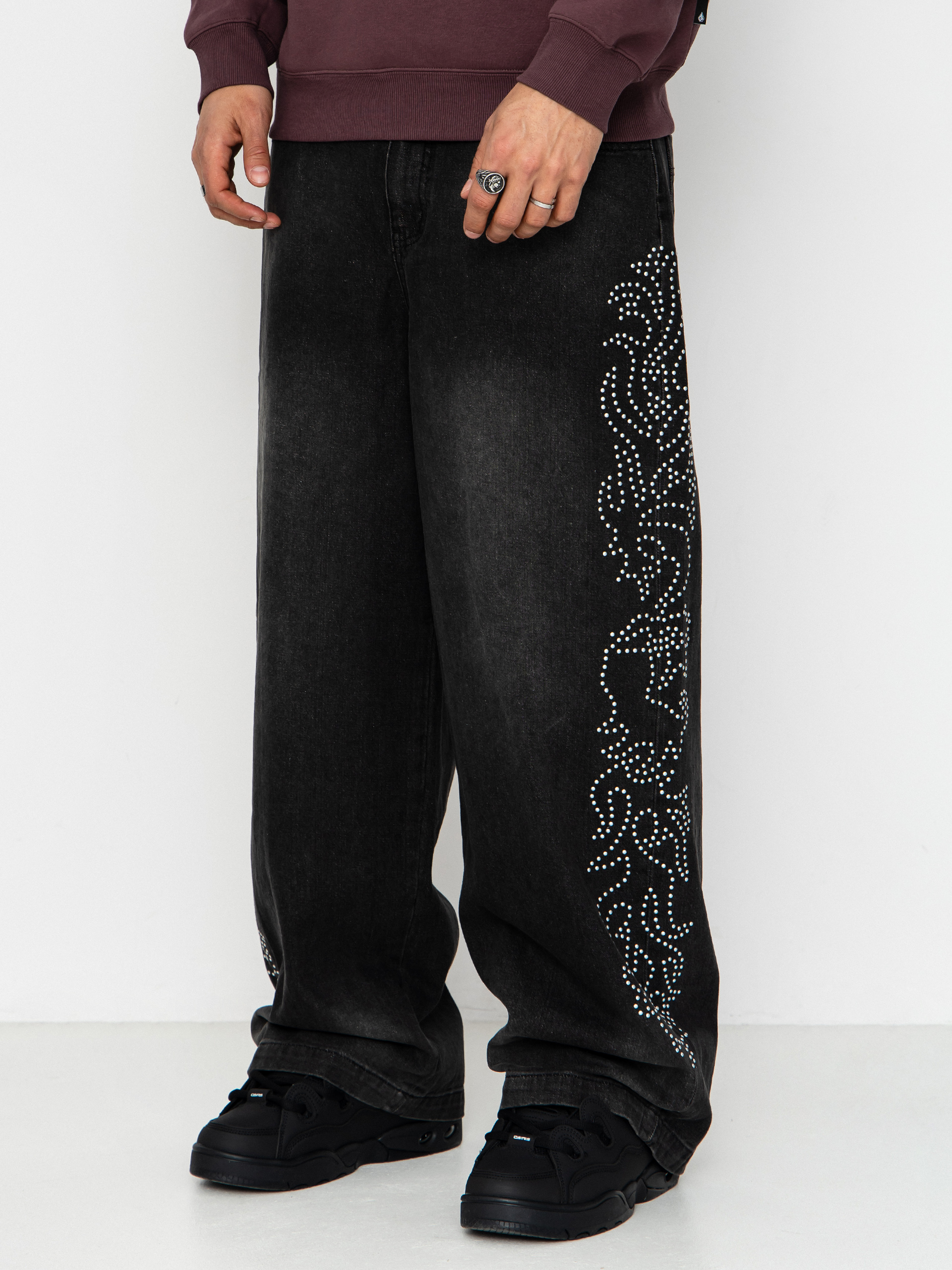 Kalhoty RipNDip Pretty Flacko Extra Wide Leg (black vintage wash denim)
