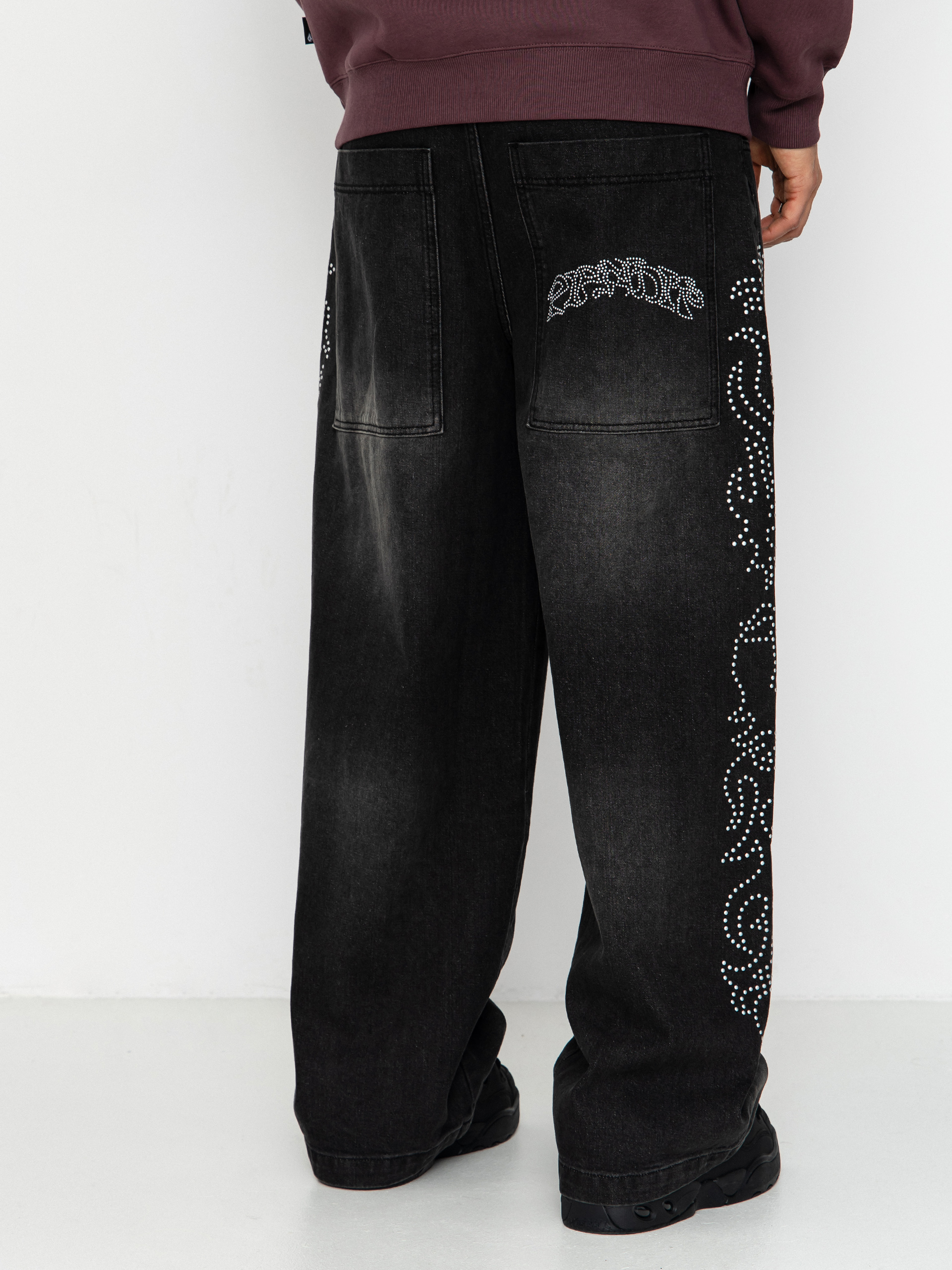 Kalhoty RipNDip Pretty Flacko Extra Wide Leg (black vintage wash denim)