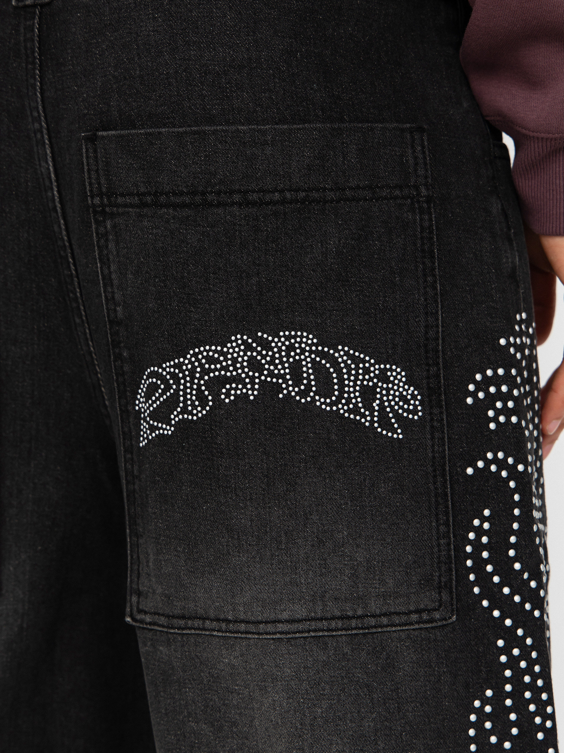 Kalhoty RipNDip Pretty Flacko Extra Wide Leg (black vintage wash denim)