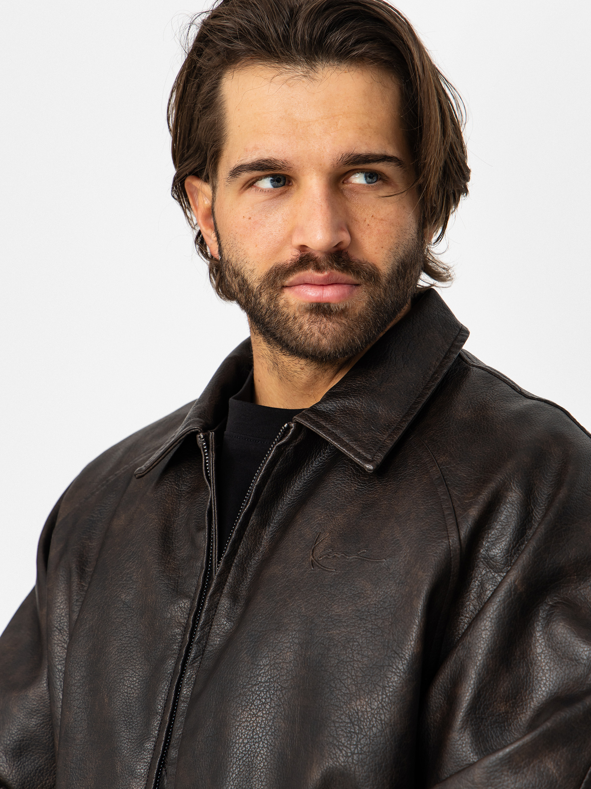 Bunda Karl Kani Signature Pu Leather Bomber (brown)