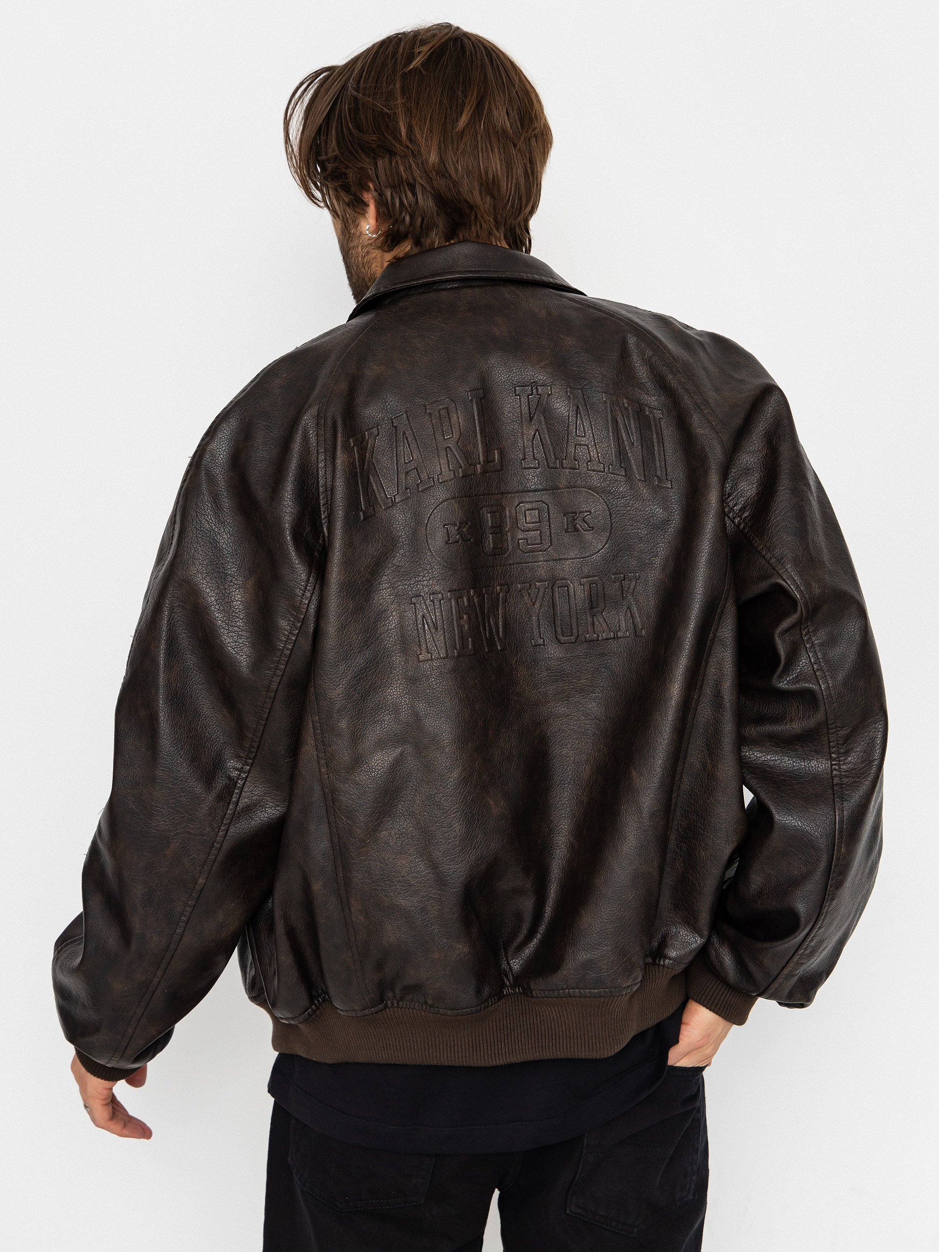 Bunda Karl Kani Signature Pu Leather Bomber (brown)