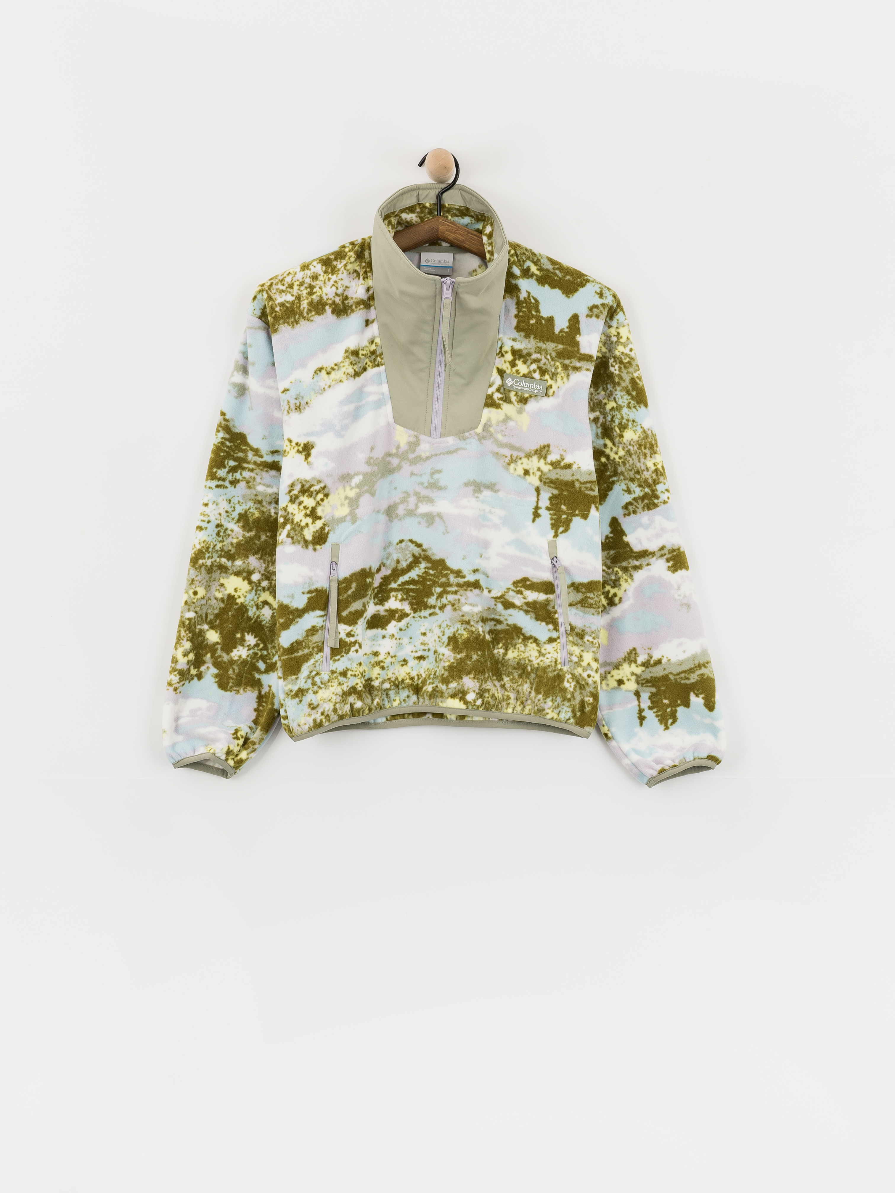 Fleecovu00e1 mikina Columbia Sequoia Grove Printed Half Zip Wmn (citron haze/fieldaze)