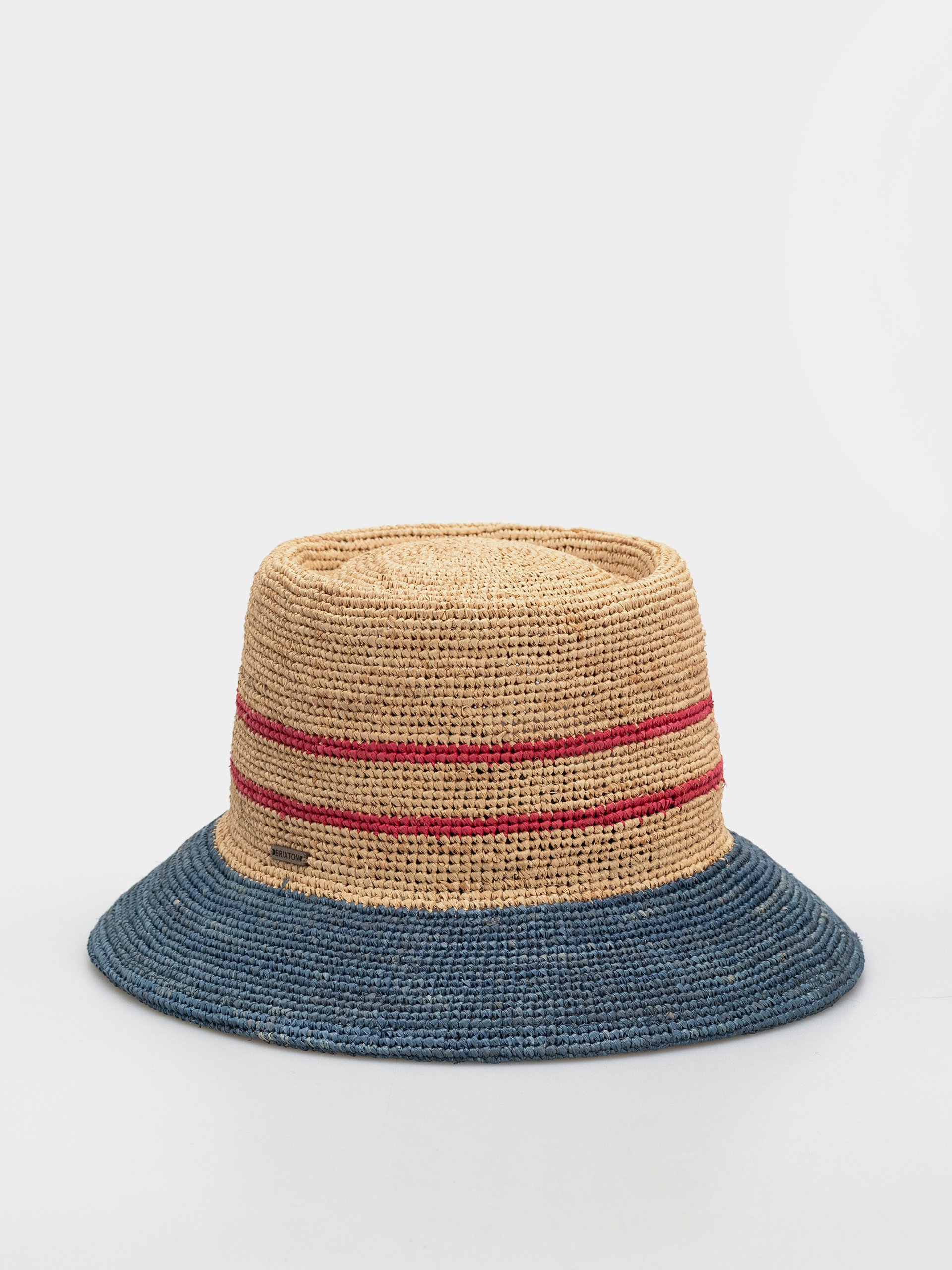 Klobouk Brixton Ellee Straw Bucket Wmn (natural/navy/red)