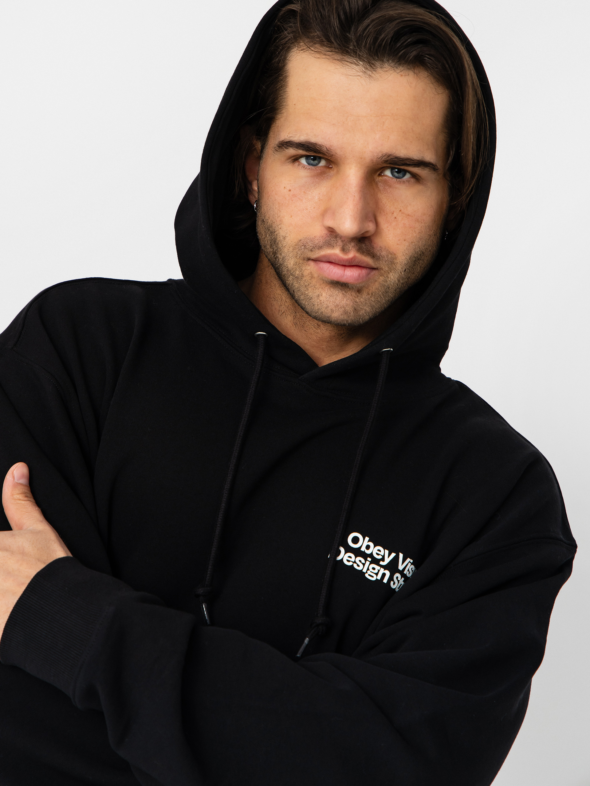 Mikina s kapucí OBEY Visual Design Studio HD (black)
