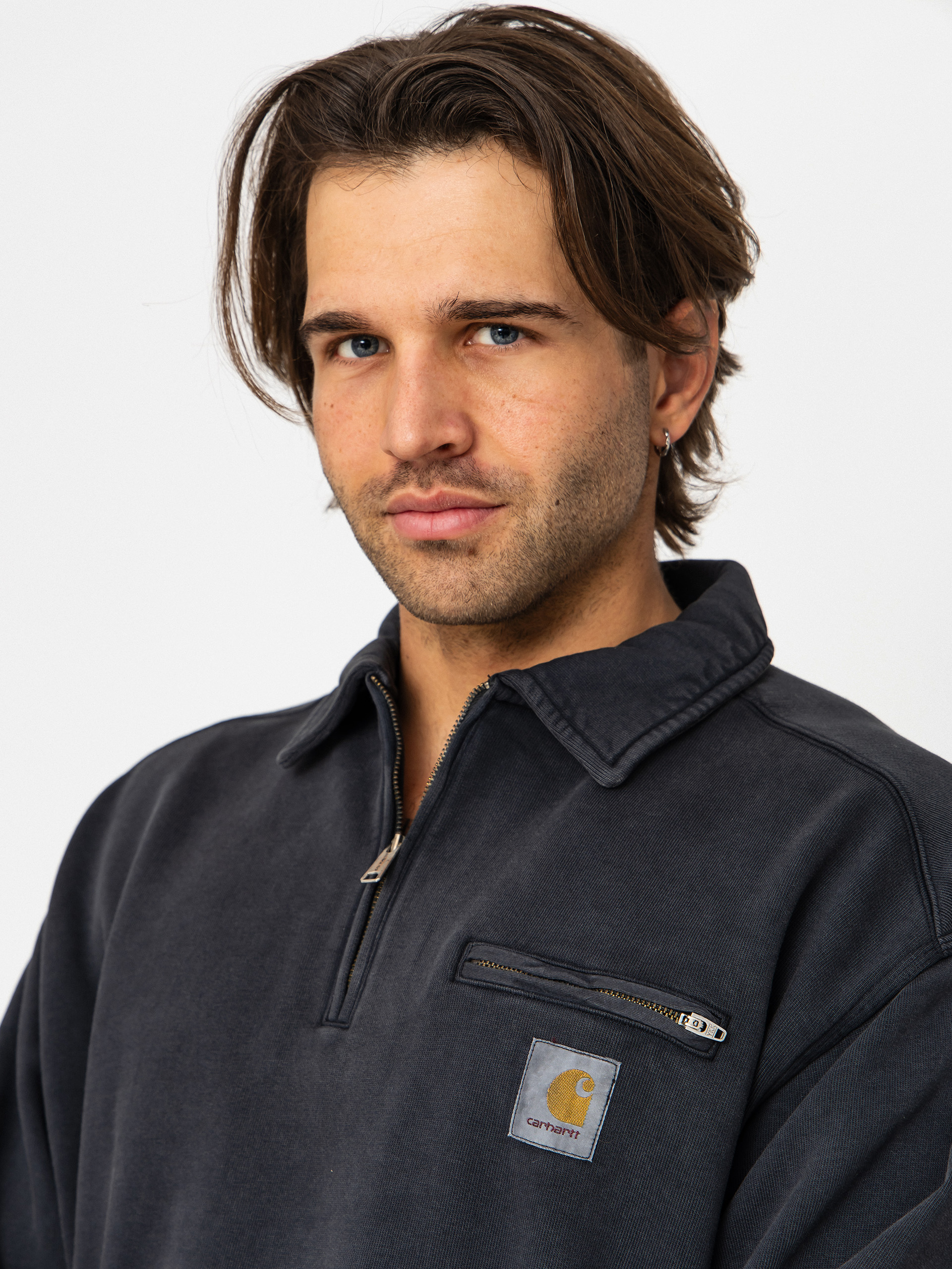 Mikina Carhartt WIP Half Zip Detroit (black)