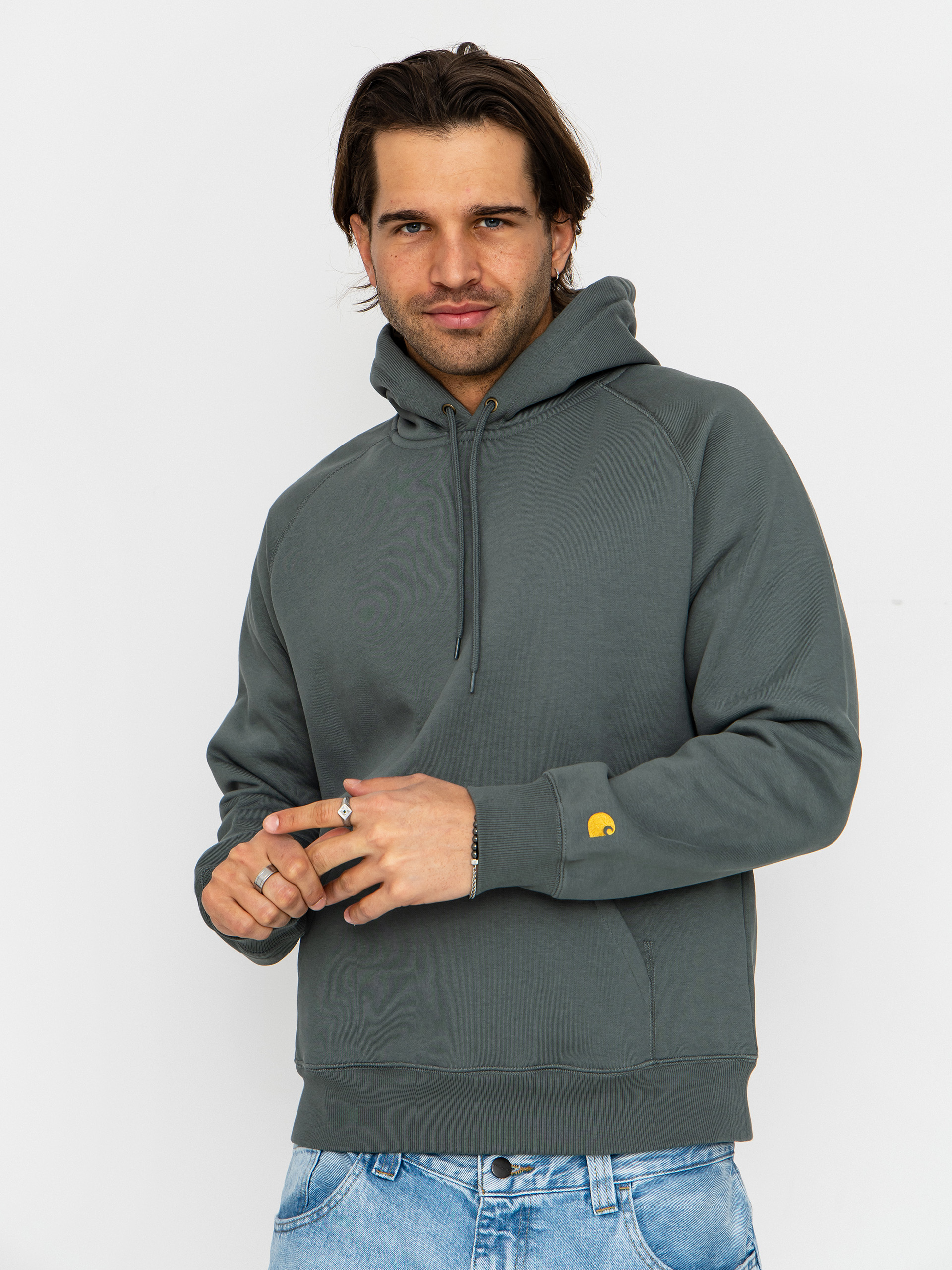 Mikina s kapucí Carhartt WIP Chase HD (velvet green/gold)