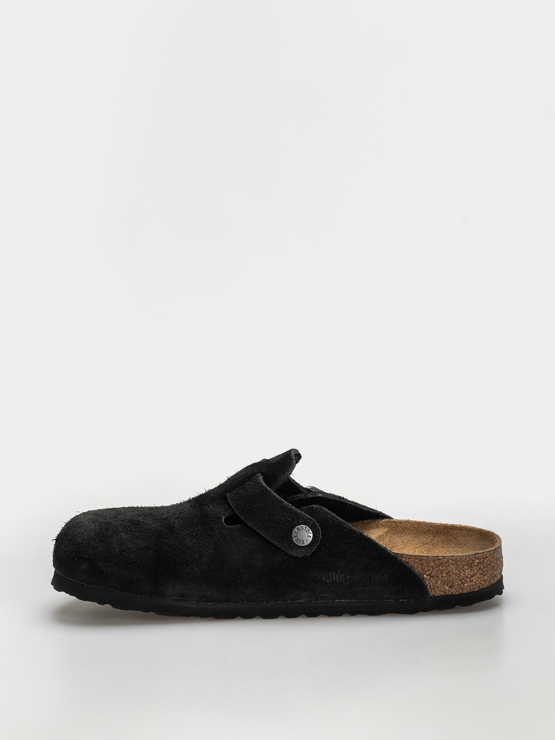 Plážovky Birkenstock Boston Suede Leather Narrow (black)