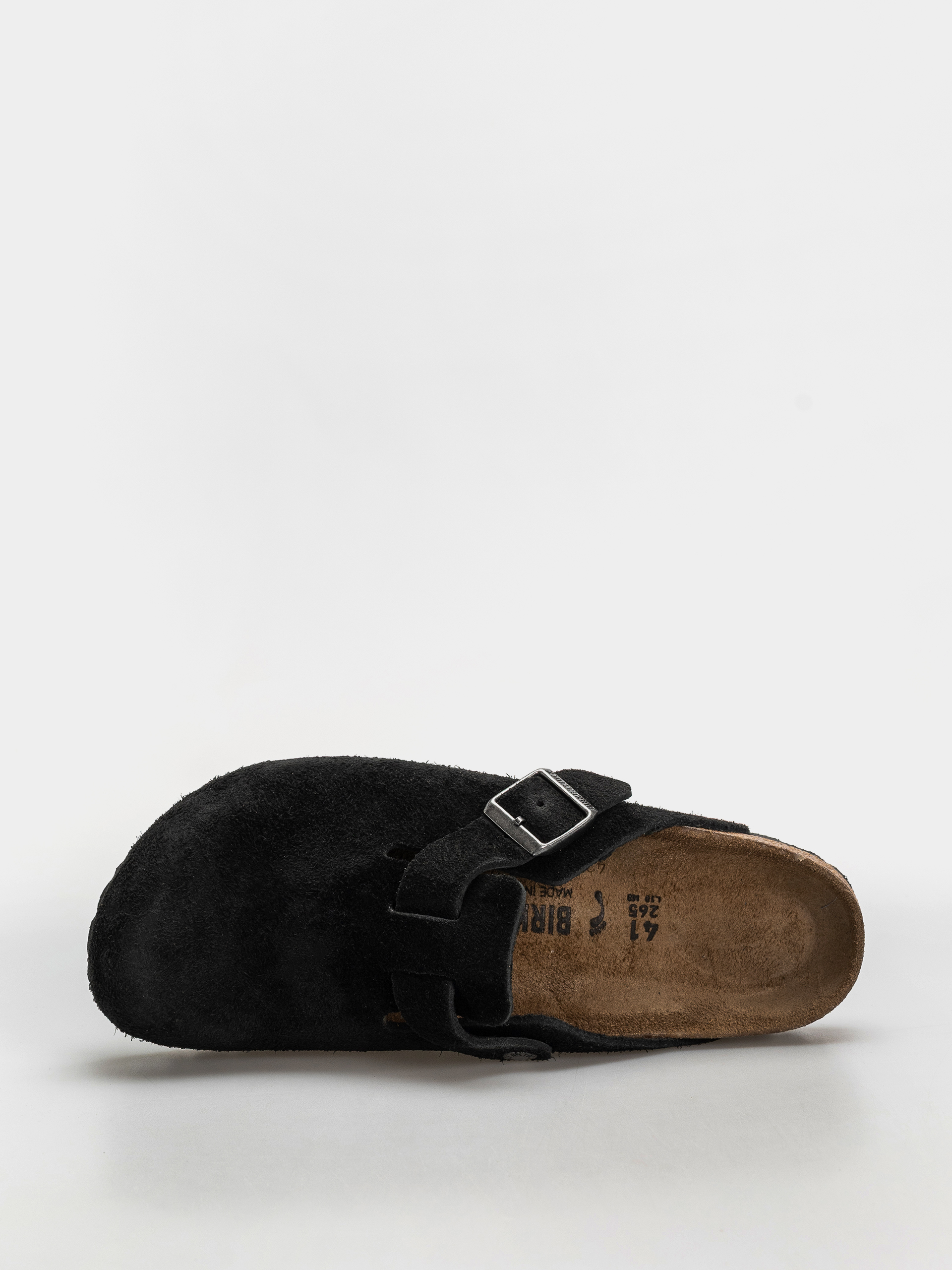 Plážovky Birkenstock Boston Suede Leather Narrow (black)