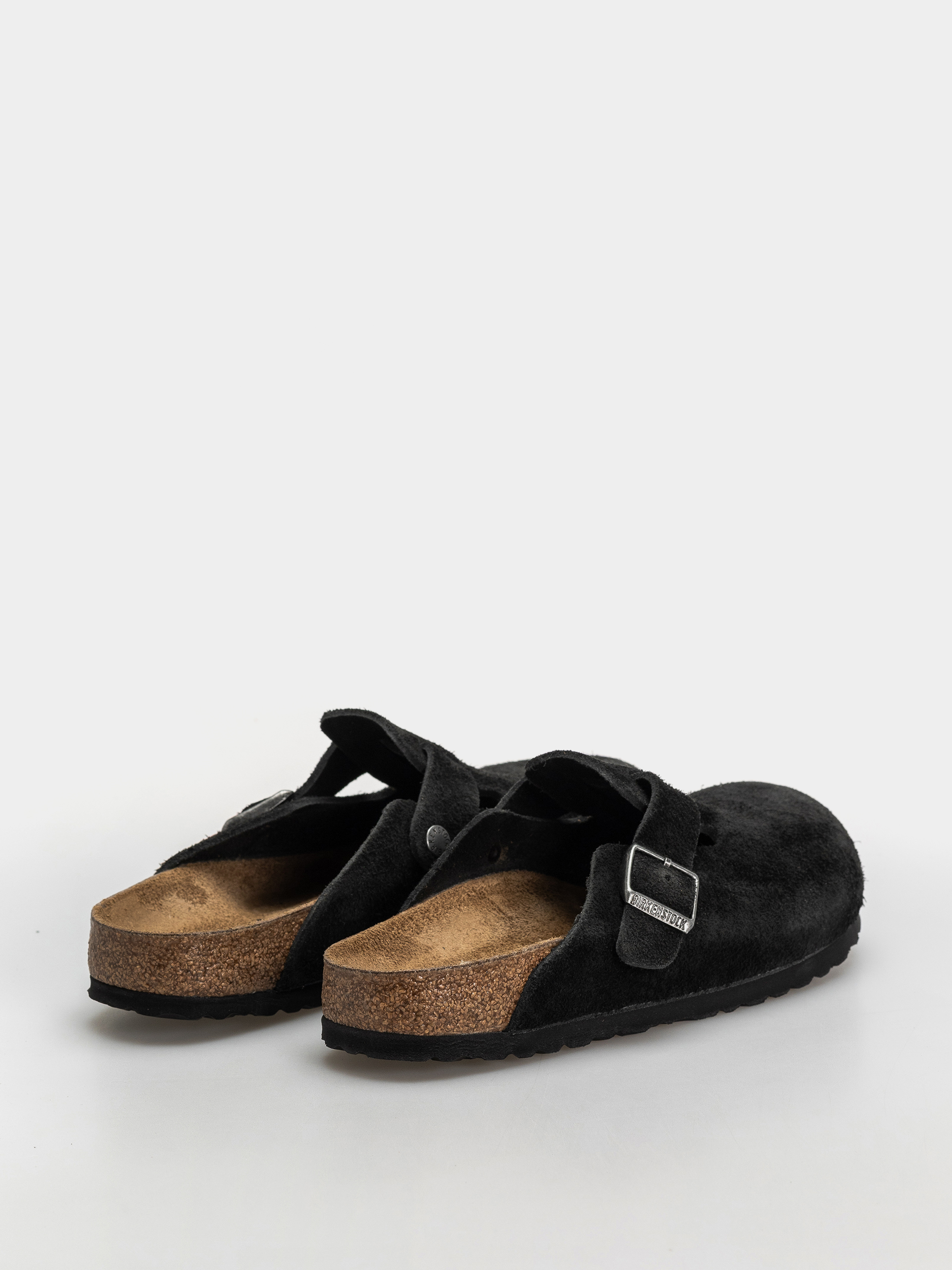 Plážovky Birkenstock Boston Suede Leather Narrow (black)