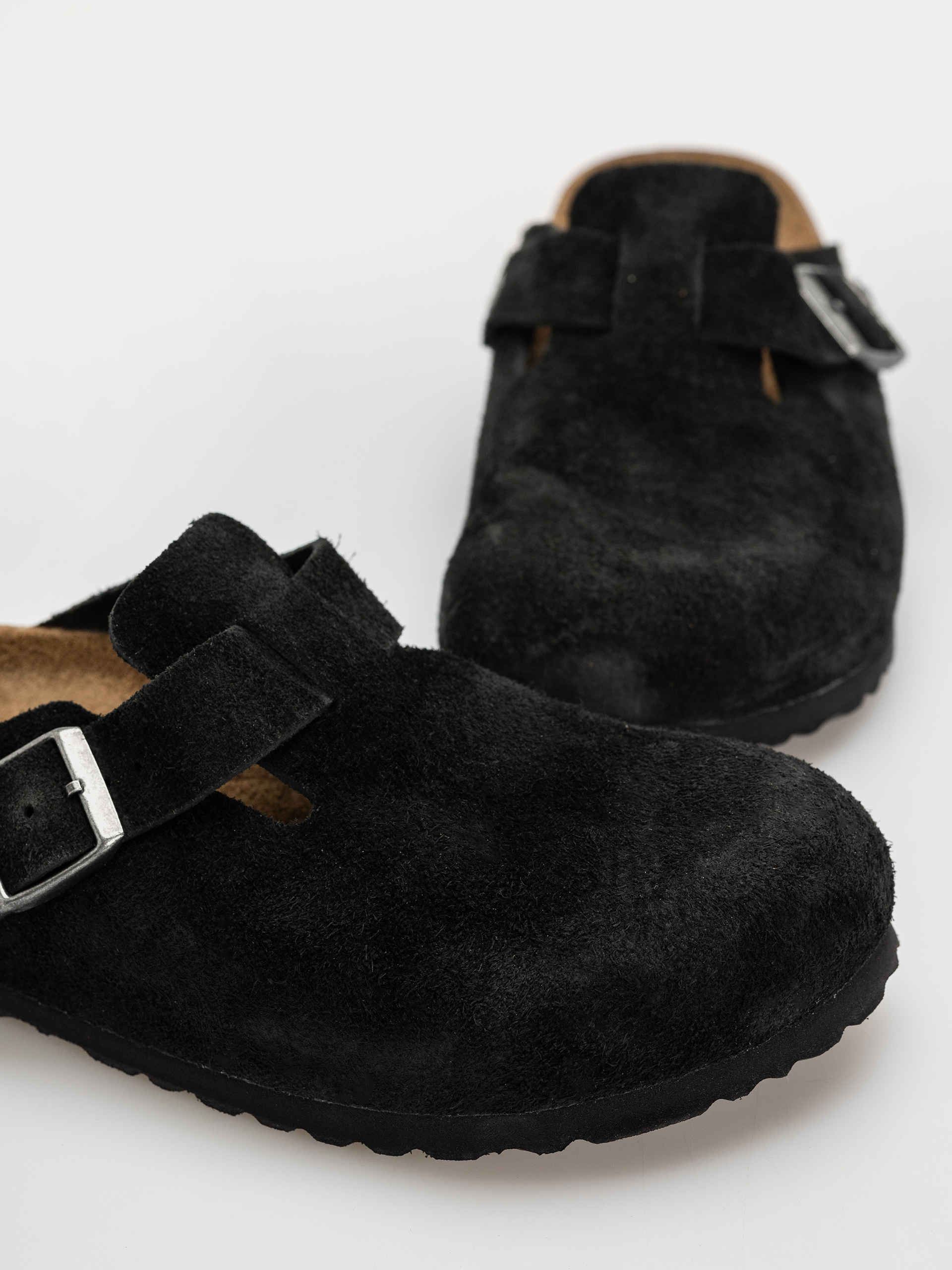 Plážovky Birkenstock Boston Suede Leather Narrow (black)