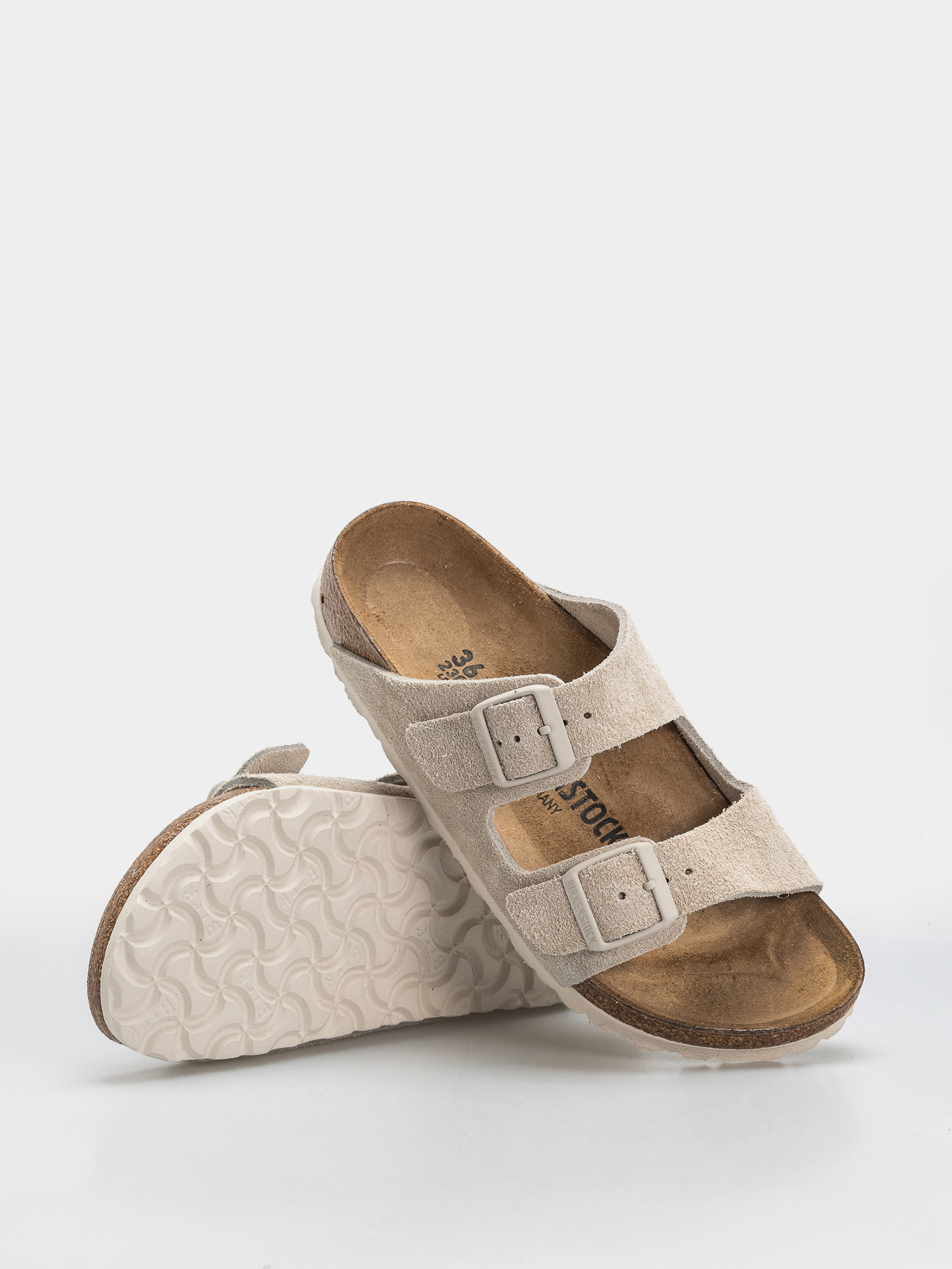 Plážovky Birkenstock Arizona Suede Leather Narrow (oyster)