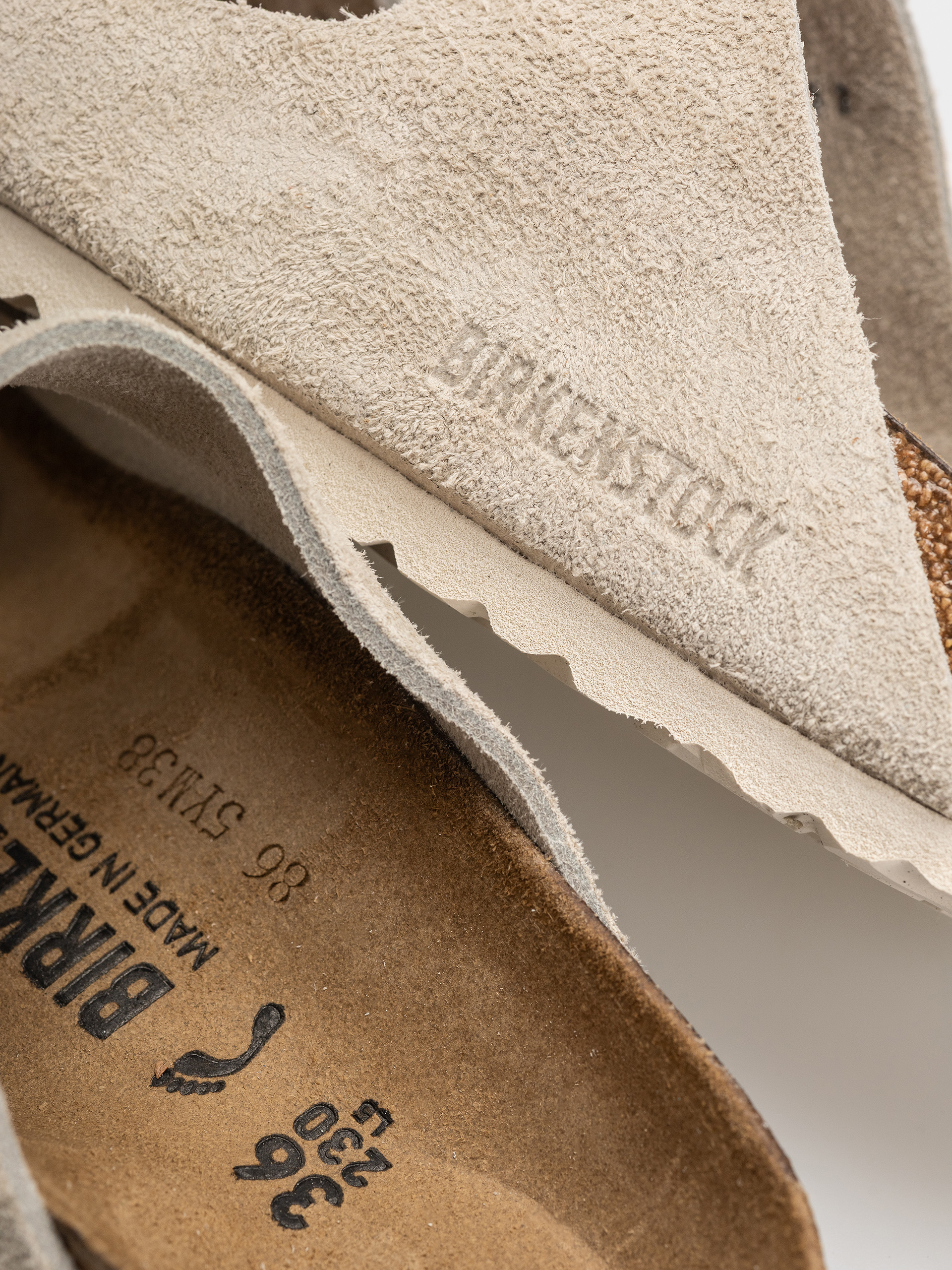 Plážovky Birkenstock Arizona Suede Leather Narrow (oyster)
