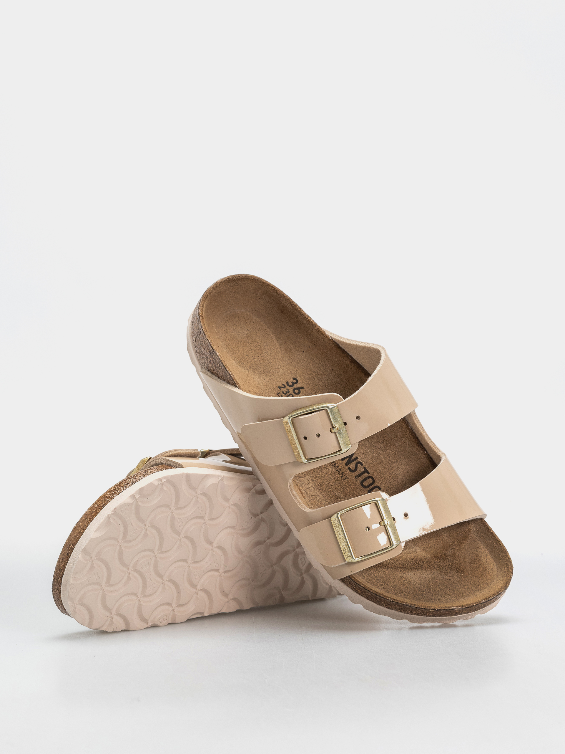 Plážovky Birkenstock Arizona Birko Flor Patent Narrow Wmn (sand)