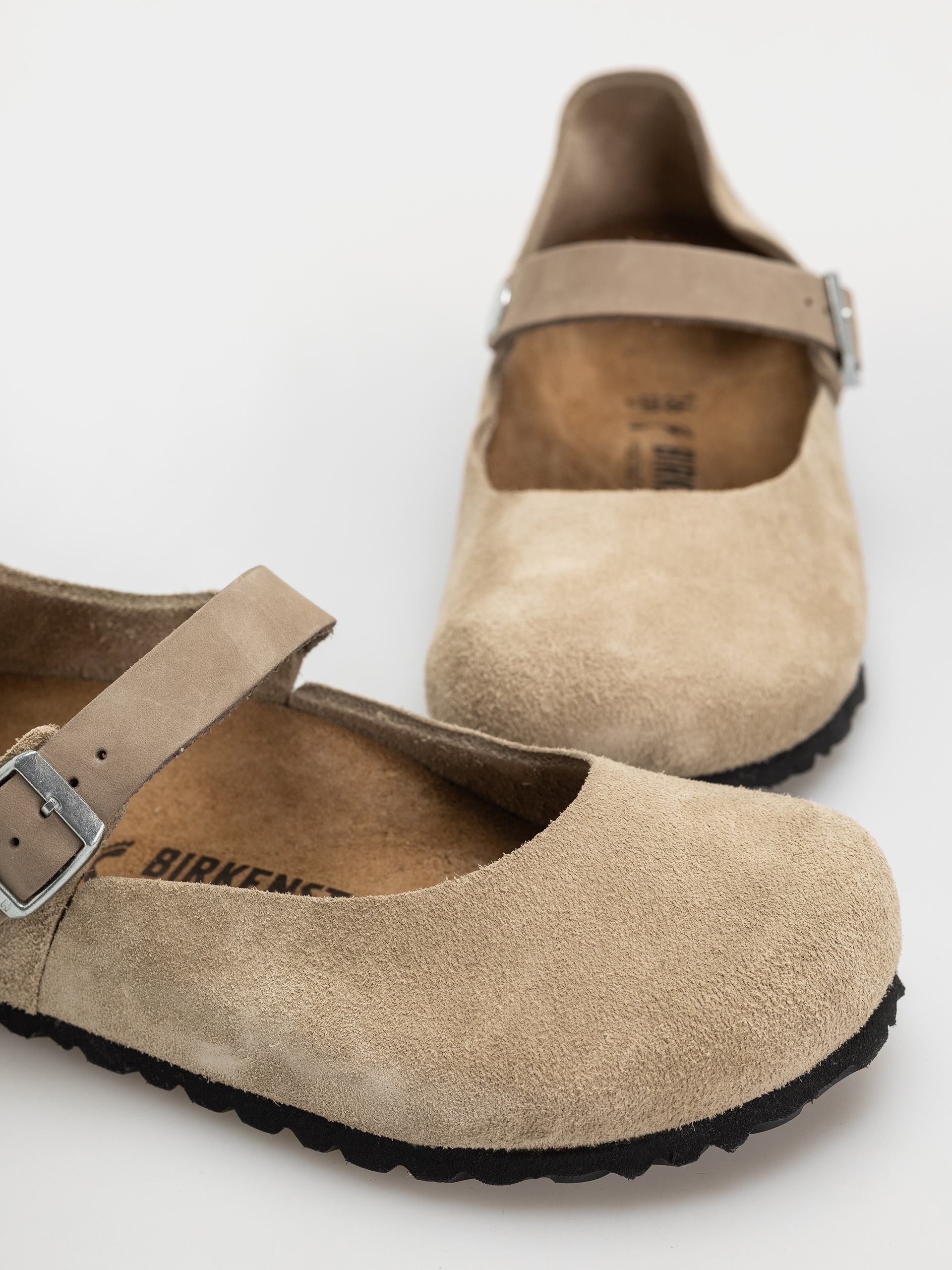 Plážovky Birkenstock Mantova Suede Leather Narrow Wmn (taupe)