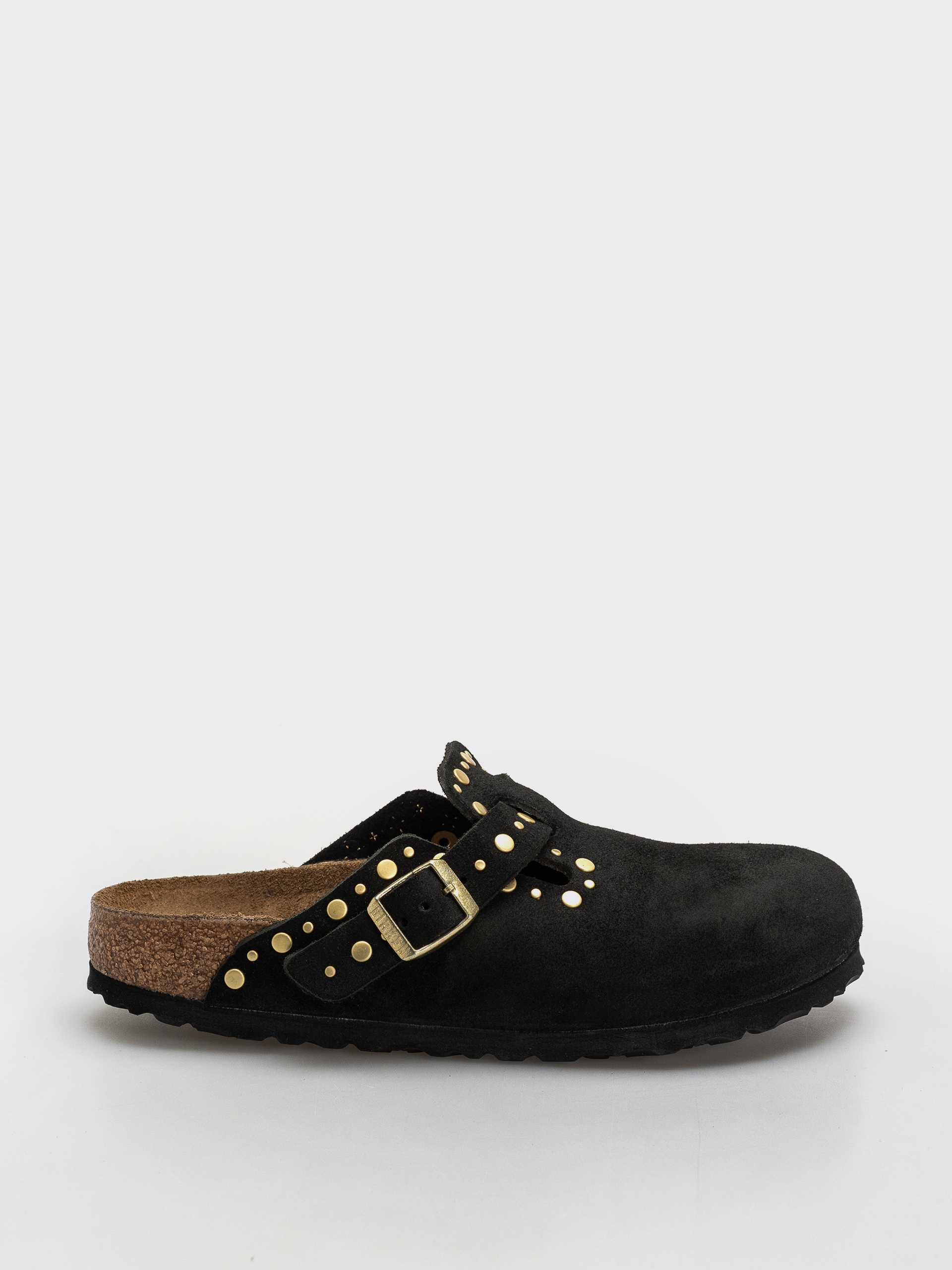 Plážovky Birkenstock Boston Rivets Suede Leather Narrow Wmn (black)