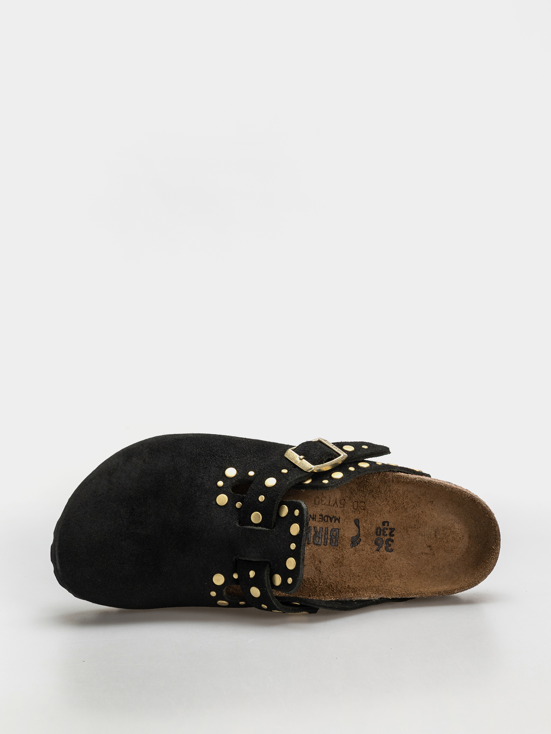 Plážovky Birkenstock Boston Rivets Suede Leather Narrow Wmn (black)