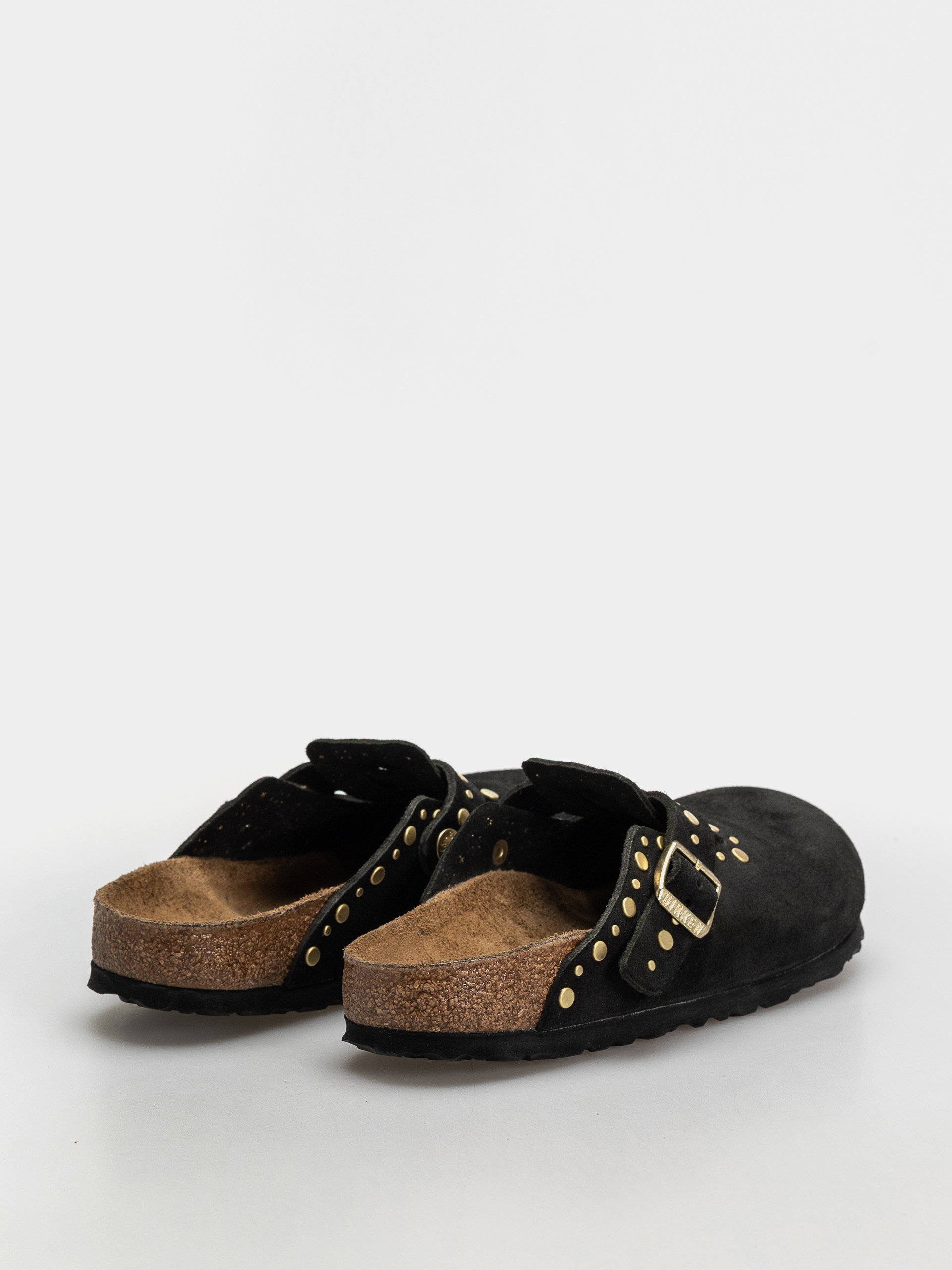 Plážovky Birkenstock Boston Rivets Suede Leather Narrow Wmn (black)
