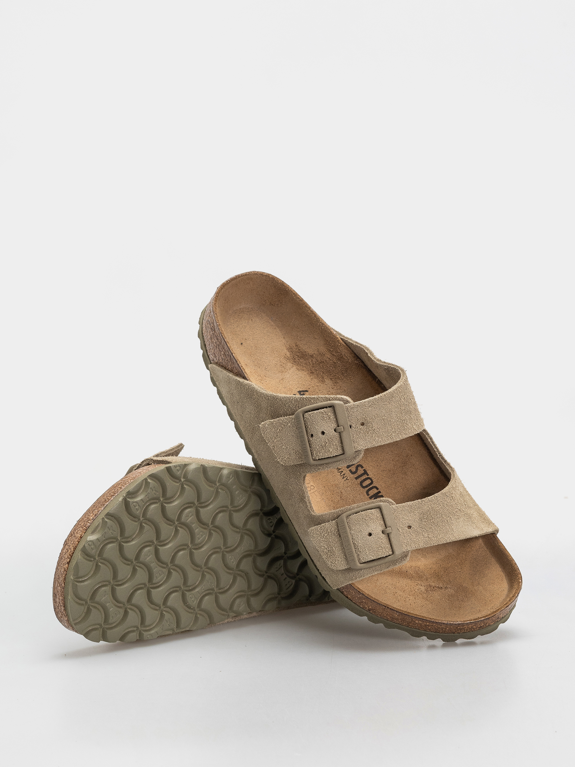 Plážovky Birkenstock Arizona Suede Leather Regular (faded khaki)