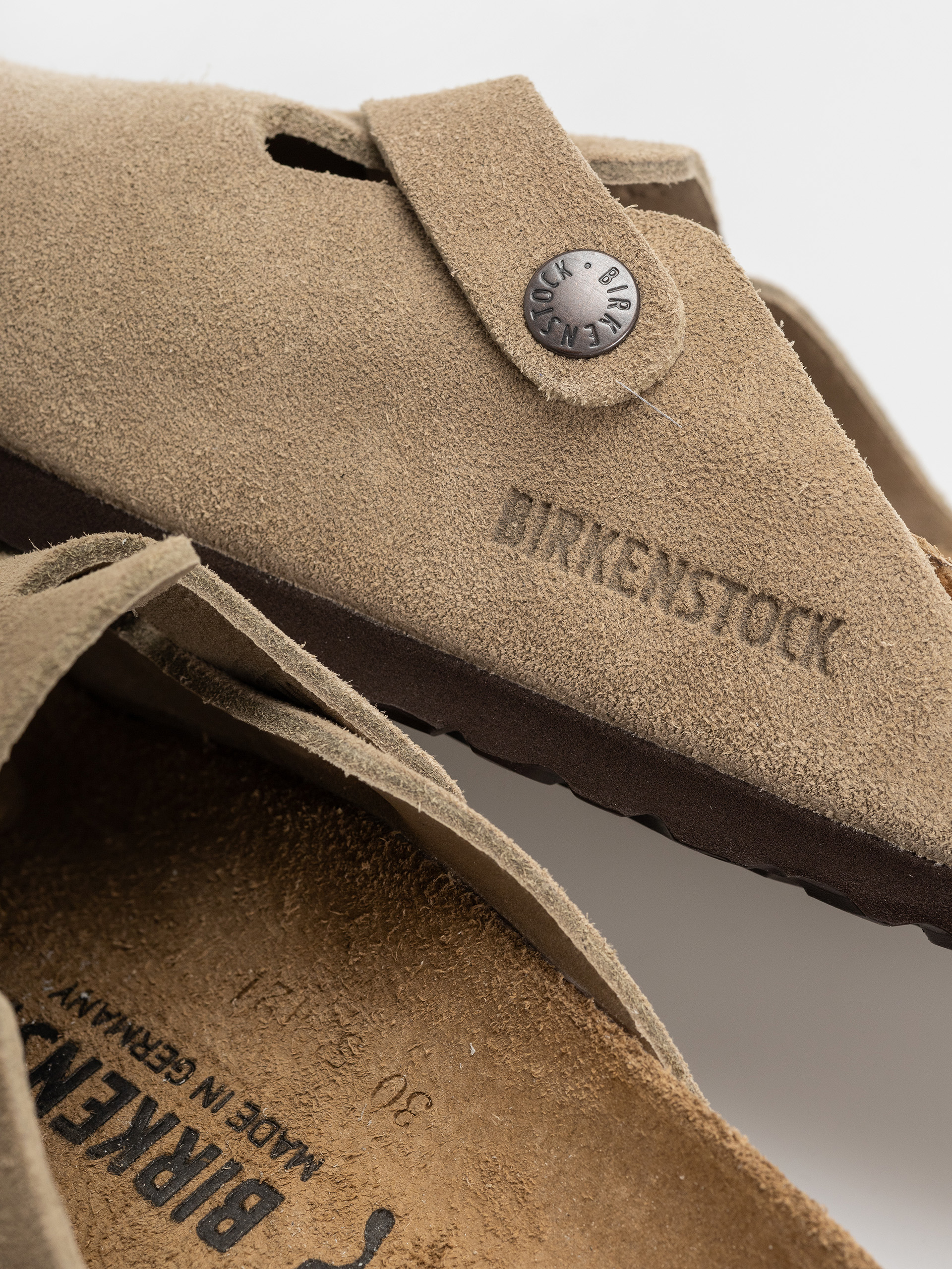 Plážovky Birkenstock Boston Suede Leather Narrow Wmn (taupe)