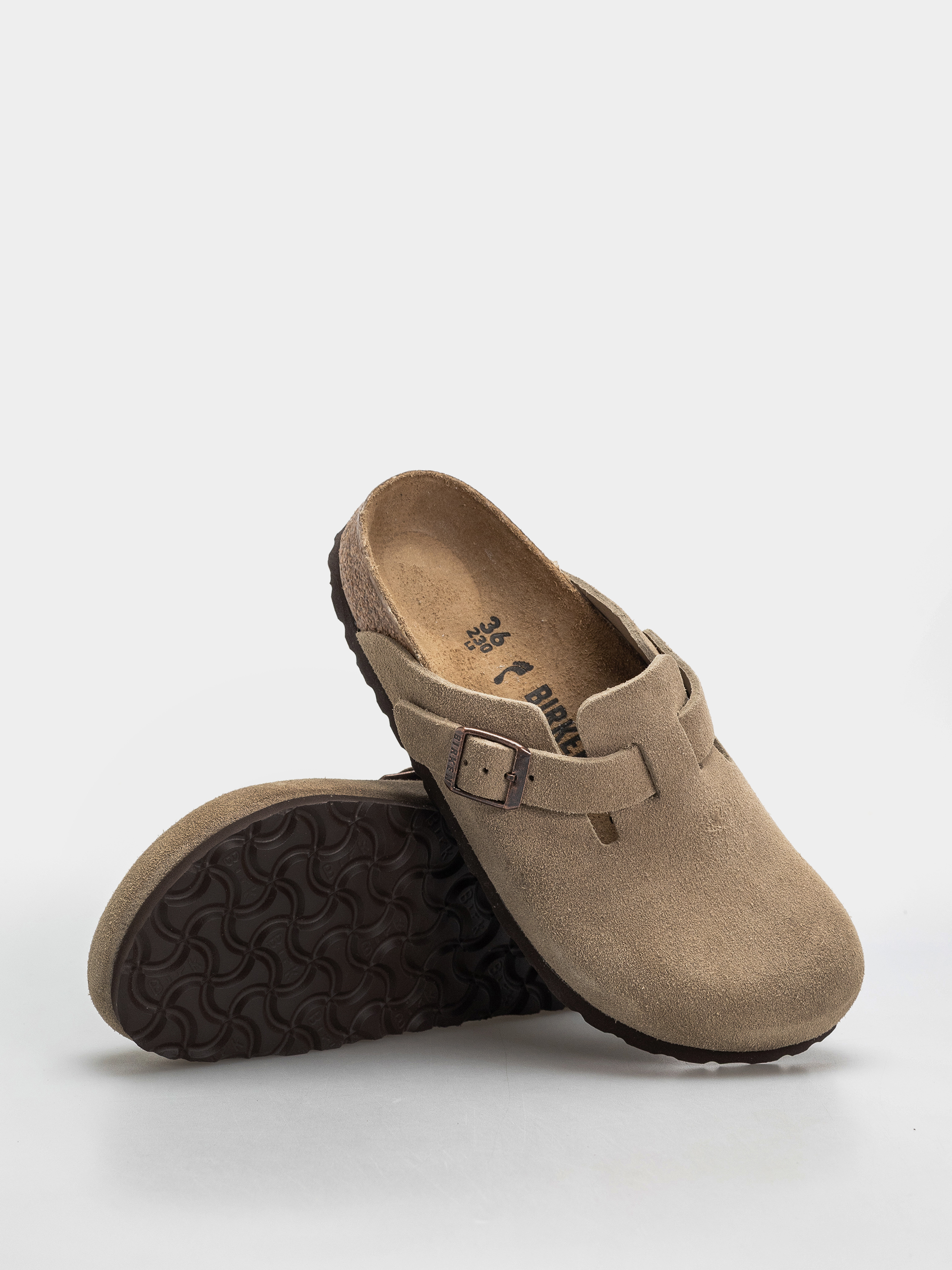 Plážovky Birkenstock Boston Suede Leather Narrow Wmn (taupe)
