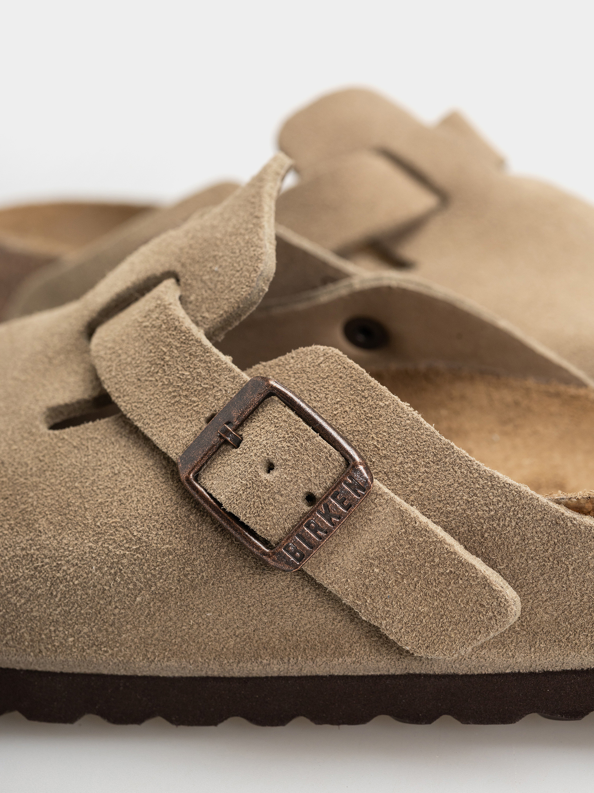 Plážovky Birkenstock Boston Suede Leather Narrow Wmn (taupe)